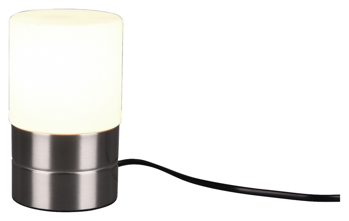 Reality Touch-Tischleuchte Panama nickel matt weiß Metall Glas H/D: ca. 15x9 cm E14 1 Brennstellen