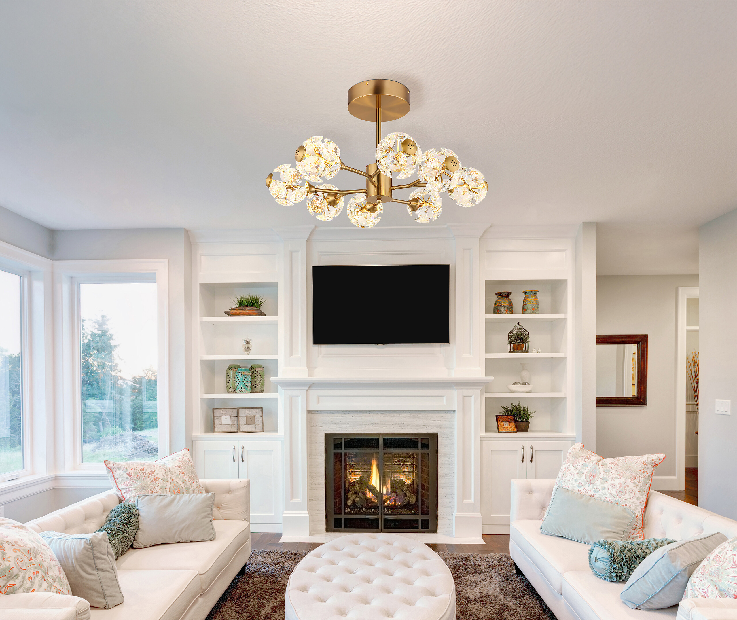 GLOBO Deckenleuchte gold klar Metall H/D: ca. 38x65 cm 1 Brennstellen