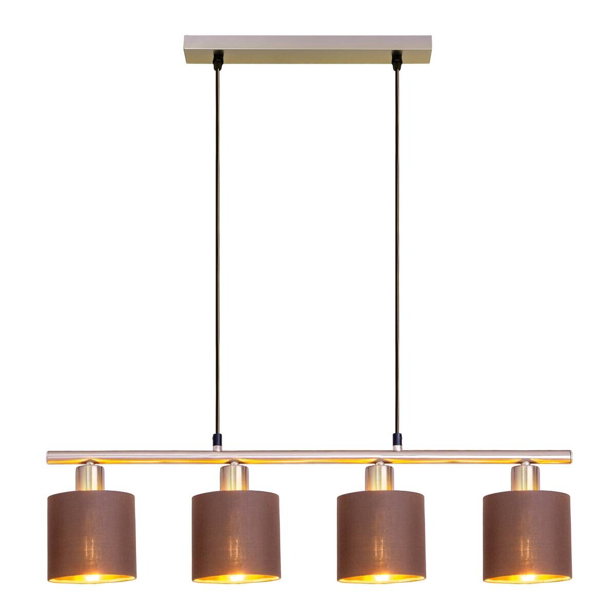 Näve Leuchten Pendelleuchte 7092014 braun Textil Metall B/H/T: ca. 12x140x72,4 cm E14 4 Brennstellen