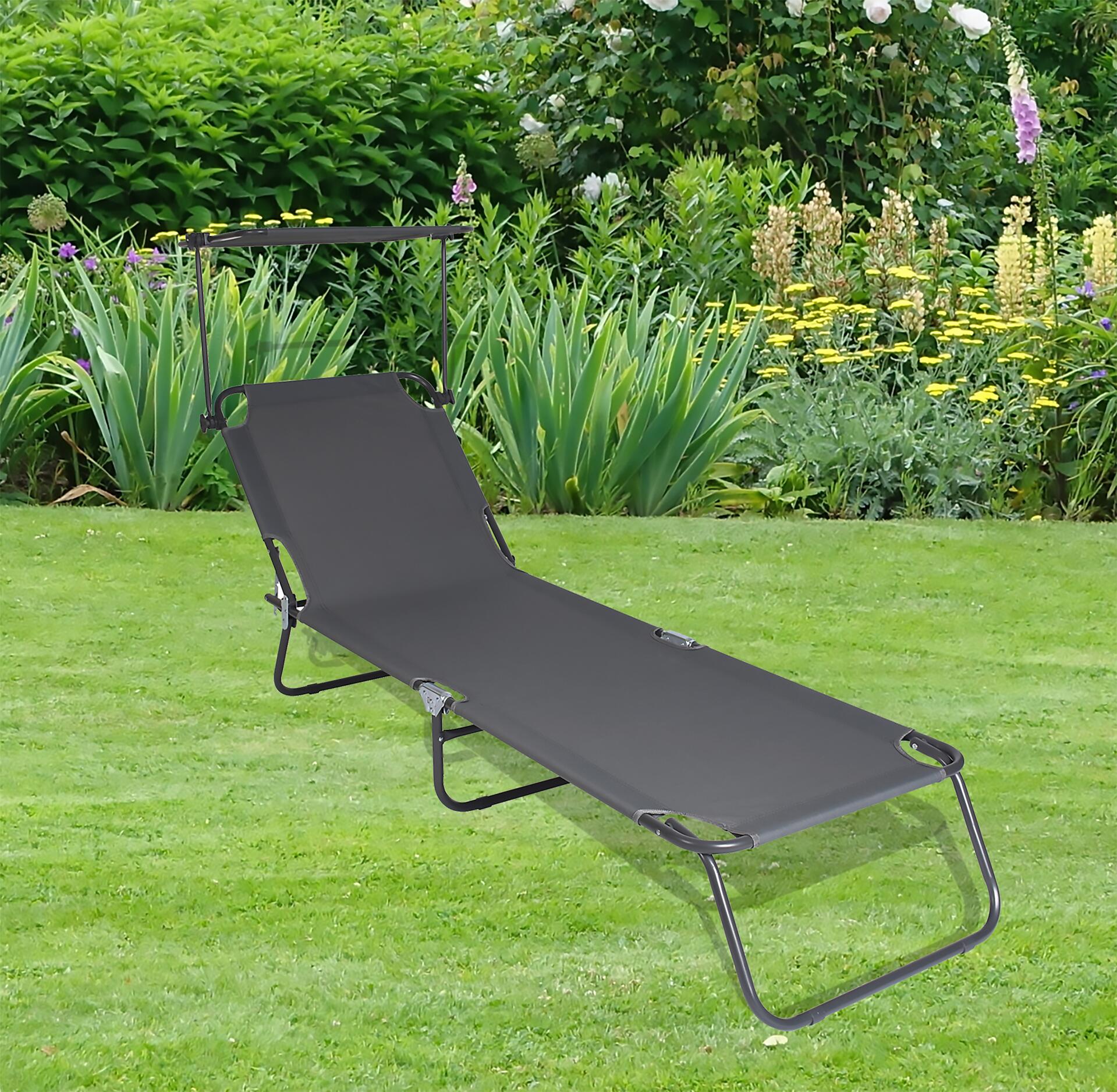 VCM Sonnenliege grau Polyester-Mischgewebe B/H/L: ca. 55x34x190 cm