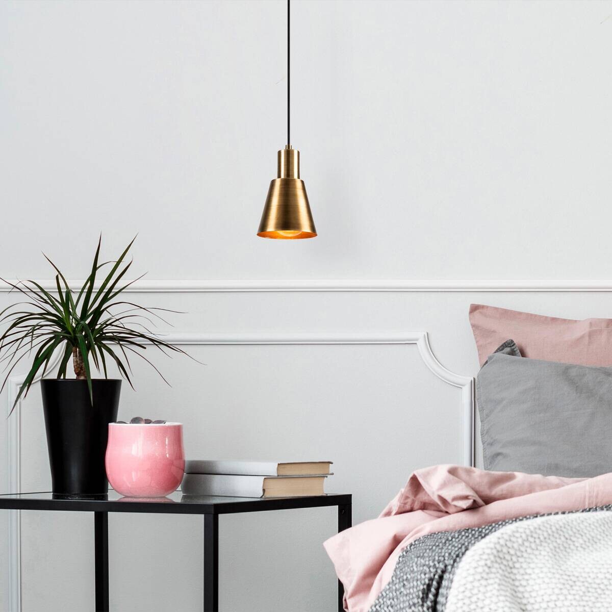 Opviq Pendelleuchte Kem gold schwarz B/H/T/L/D: ca. 14x114x14x14x14 cm E27 3 Brennstellen