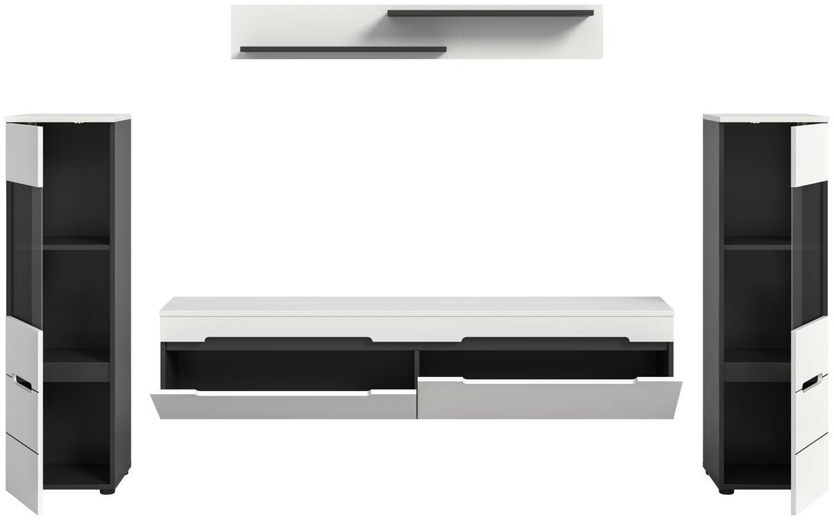 Wohnwand Canu basaltgrau weiß B/H/T: ca. 272x141x33 cm