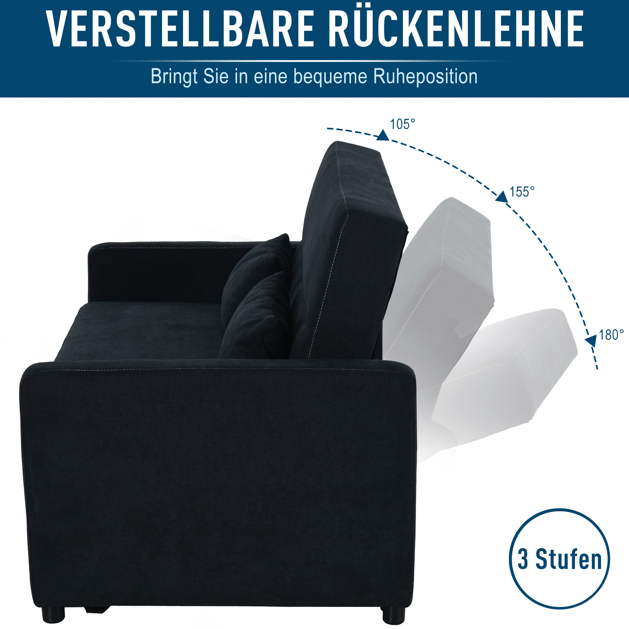 HOMCOM Schlafsofa 833-834 schwarz B/H/T: ca. 148x89x82 cm