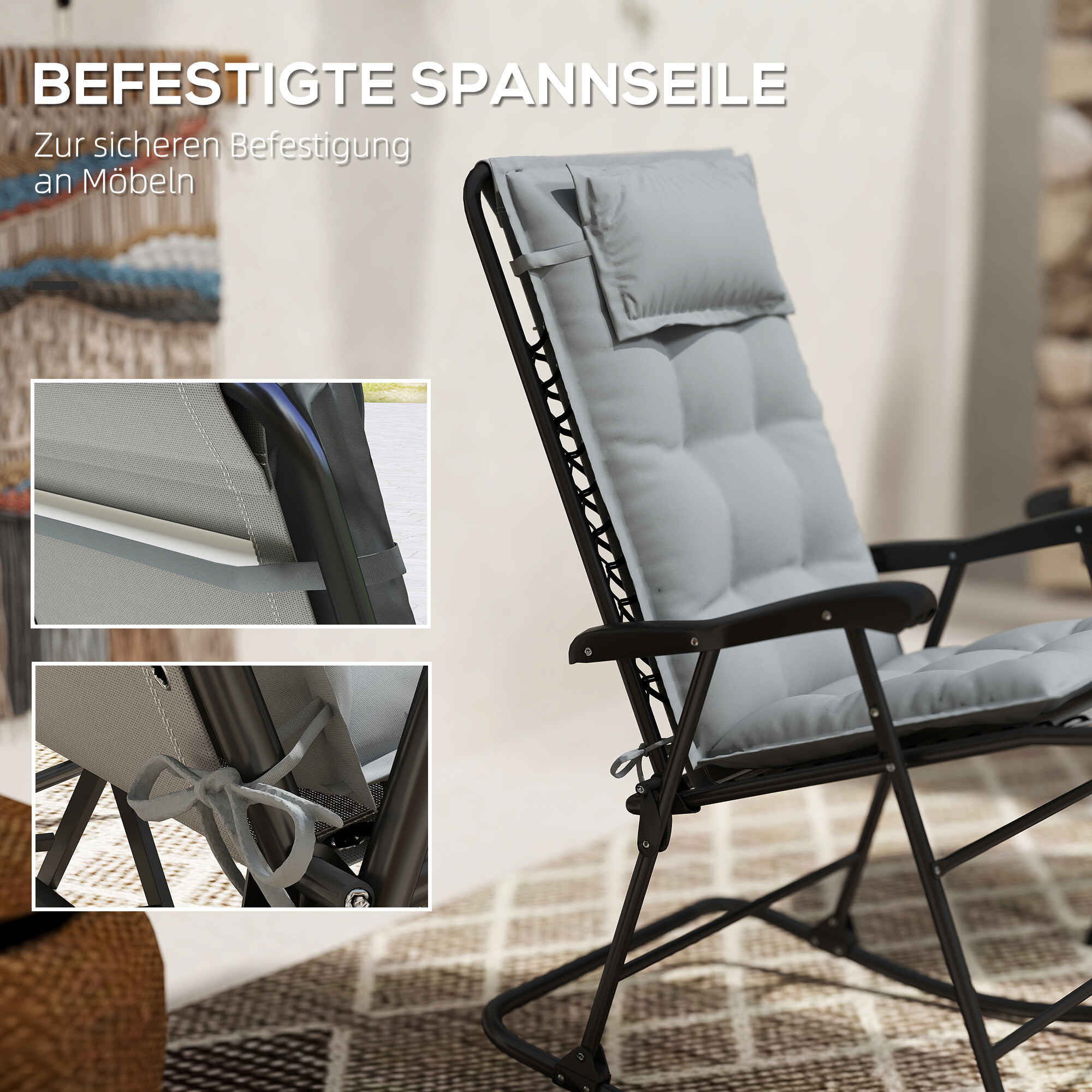 Outsunny Liegenauflage 2er Set hellgrau Polyester B/H/L: ca. 50x5x116 cm