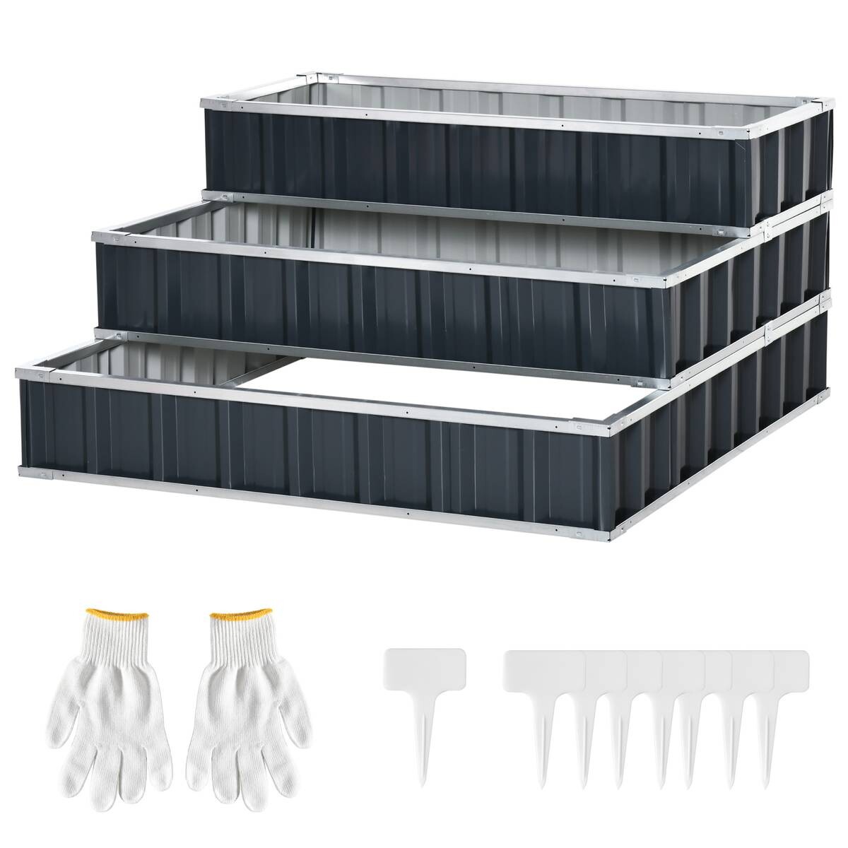 Outsunny Hochbeet dunkelgrau B/H/L: ca. 118x62x118 cm