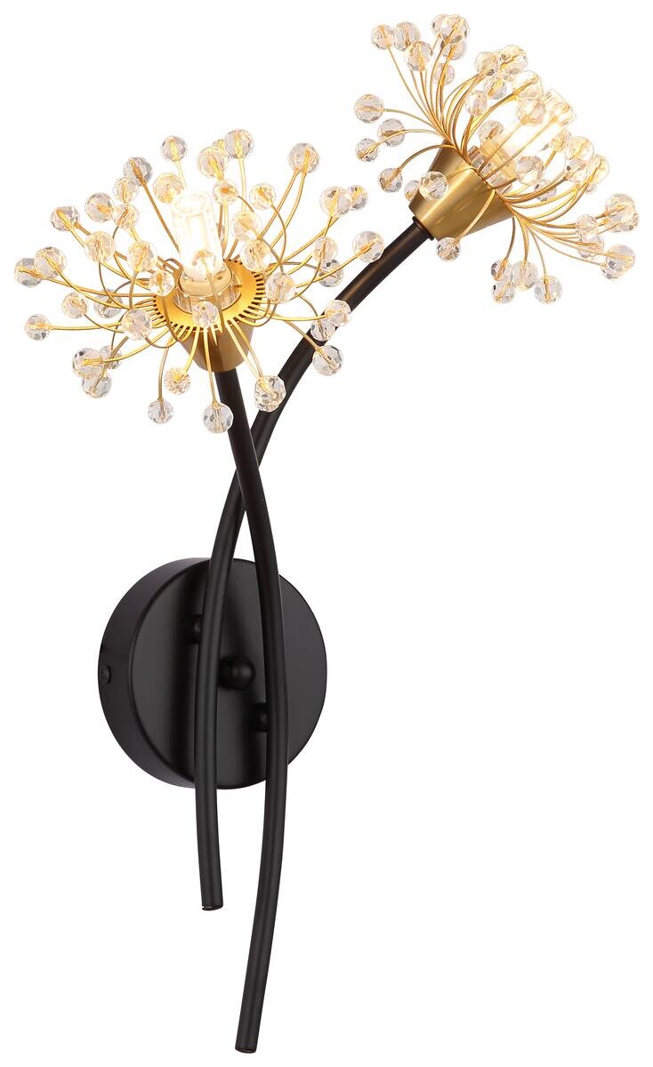 GLOBO Wandleuchte FIORE 16054-2W gold schwarz Metall Acryl B/H: ca. 32,5x44,5 cm G9 2 Brennstellen