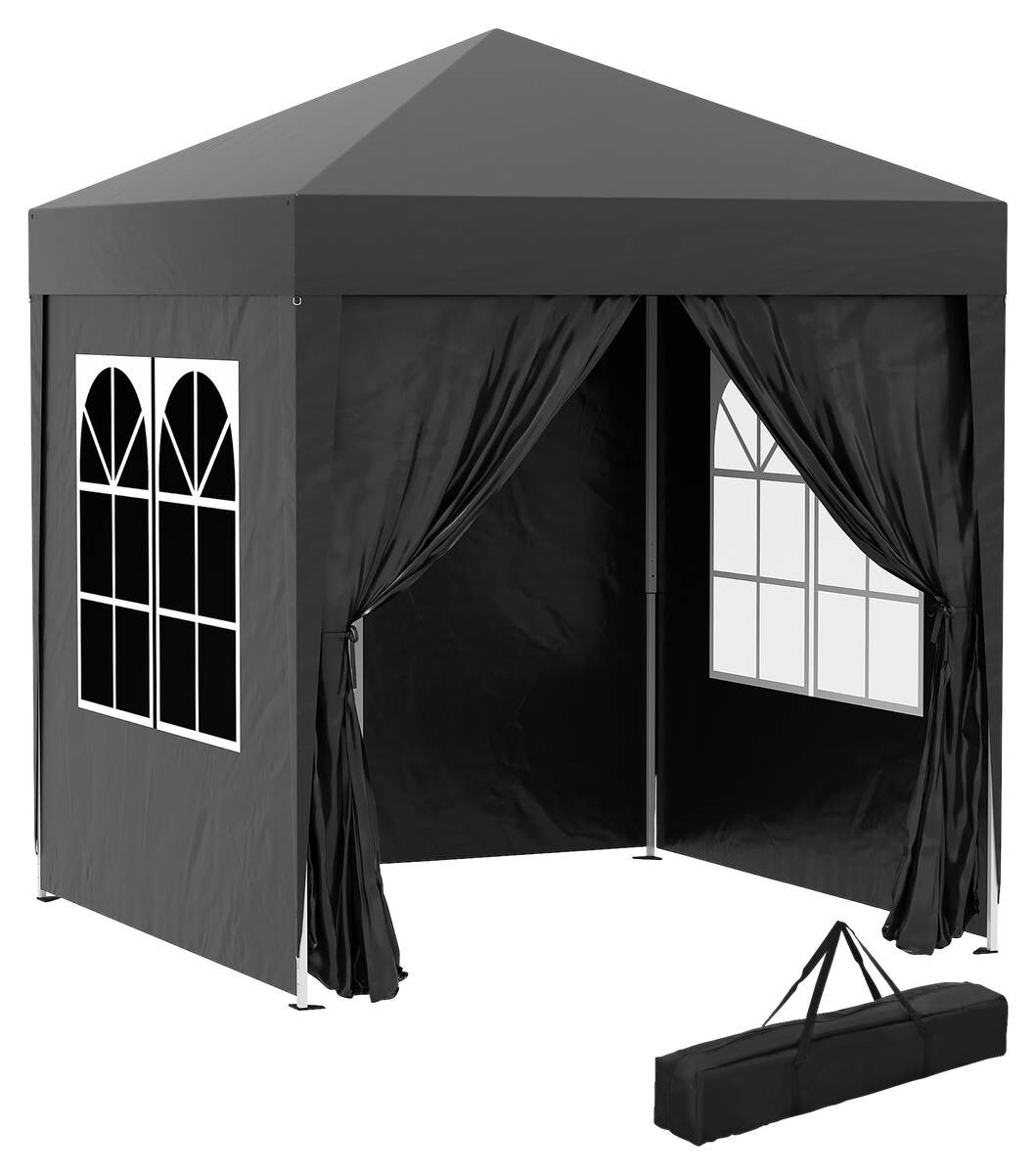 Outsunny Faltpavillon schwarz Stoff B/H/L: ca. 200x240x200 cm