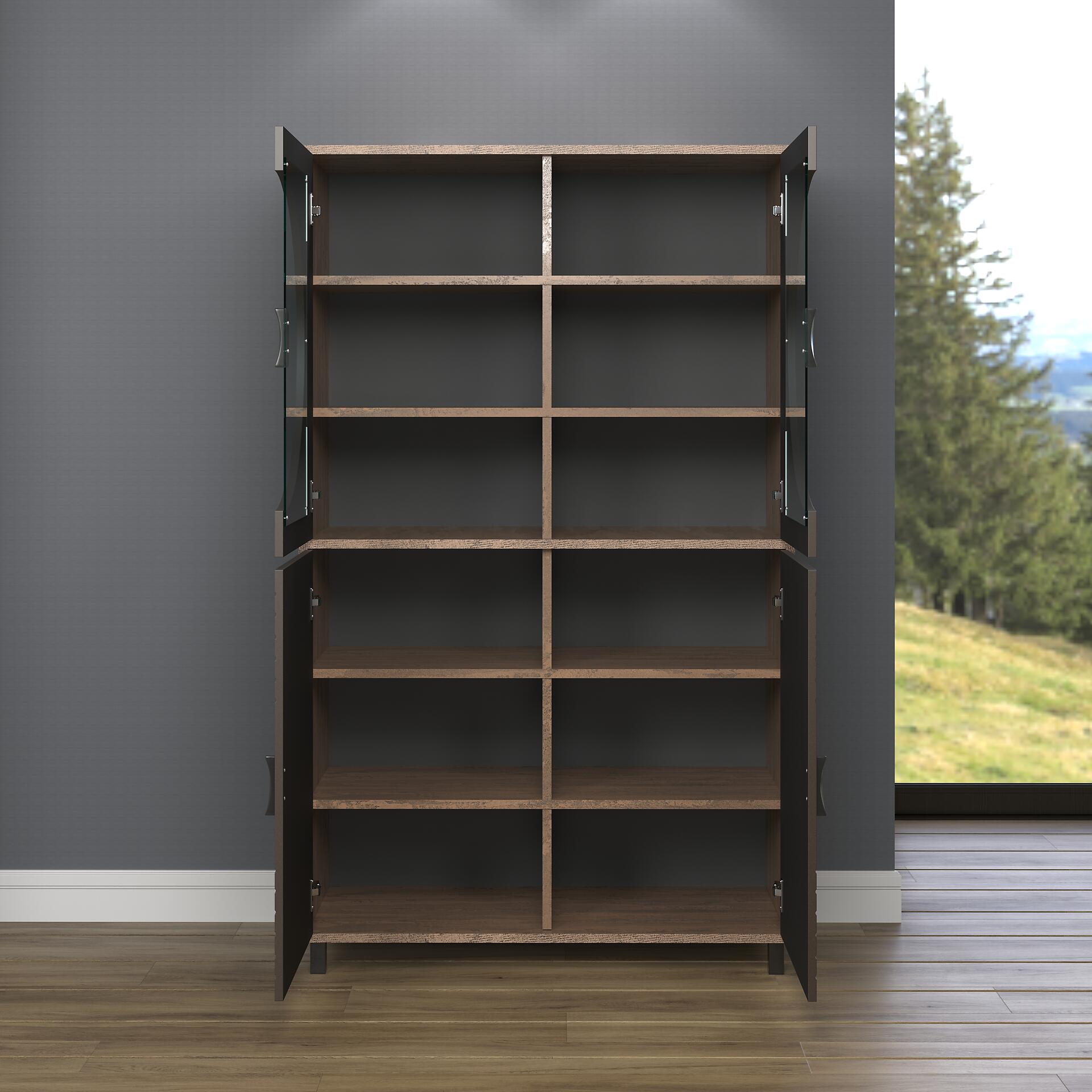 Highboardvitrine Fusion Eiche dunkel Nachbildung bronze Optik B/H/T: ca. 97x163x42 cm