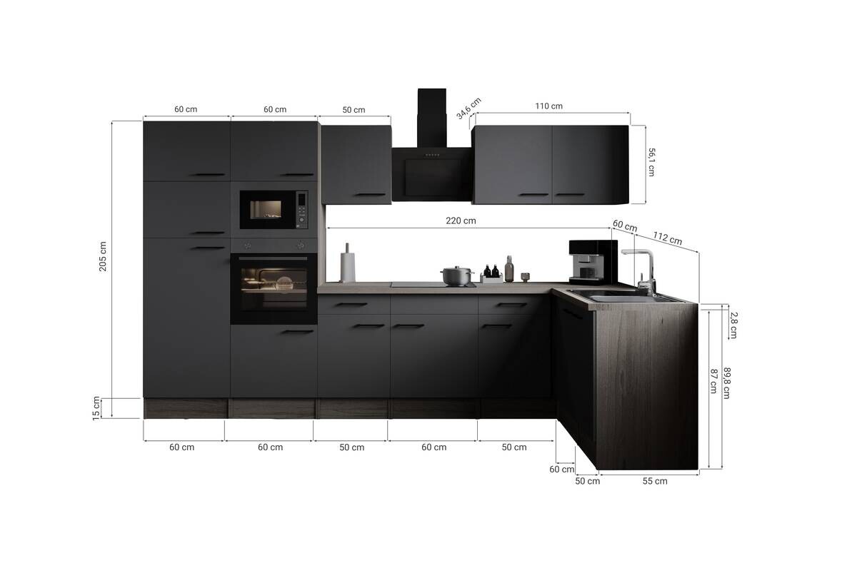 Winkelküche Oliver B/H/T: ca. 340x205x172 cm