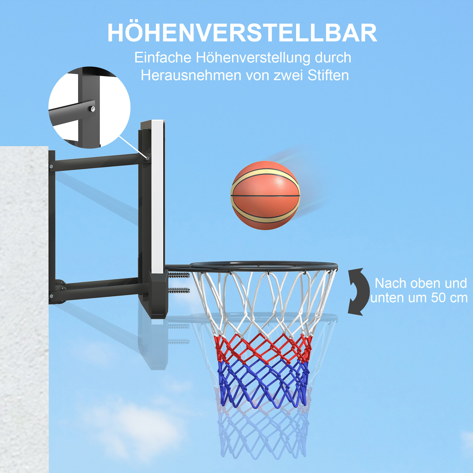 SPORTNOW Basketballkorb schwarz B/H/L: ca. 28x70x110 cm