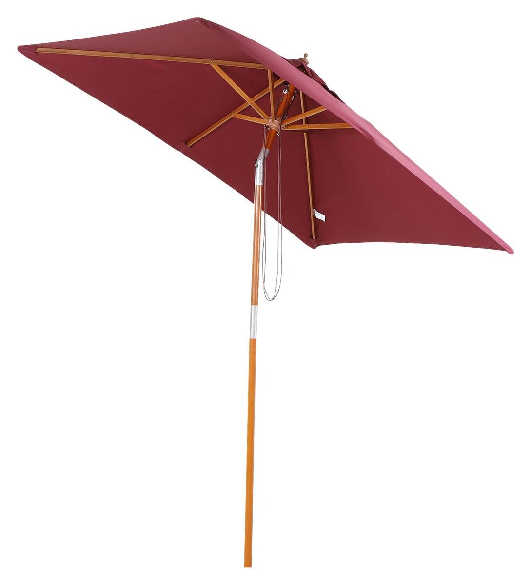 Outsunny Sonnenschirm weinrot Holz B/H/L: ca. 150x230x200 cm