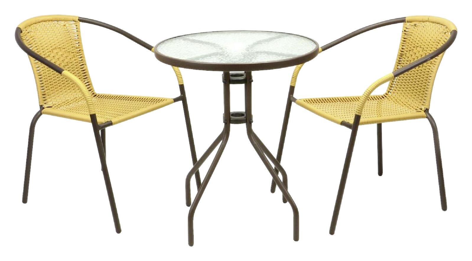 VCM Balkon-Set beige Polyrattan B/H/T: ca. 53x73x60 cm