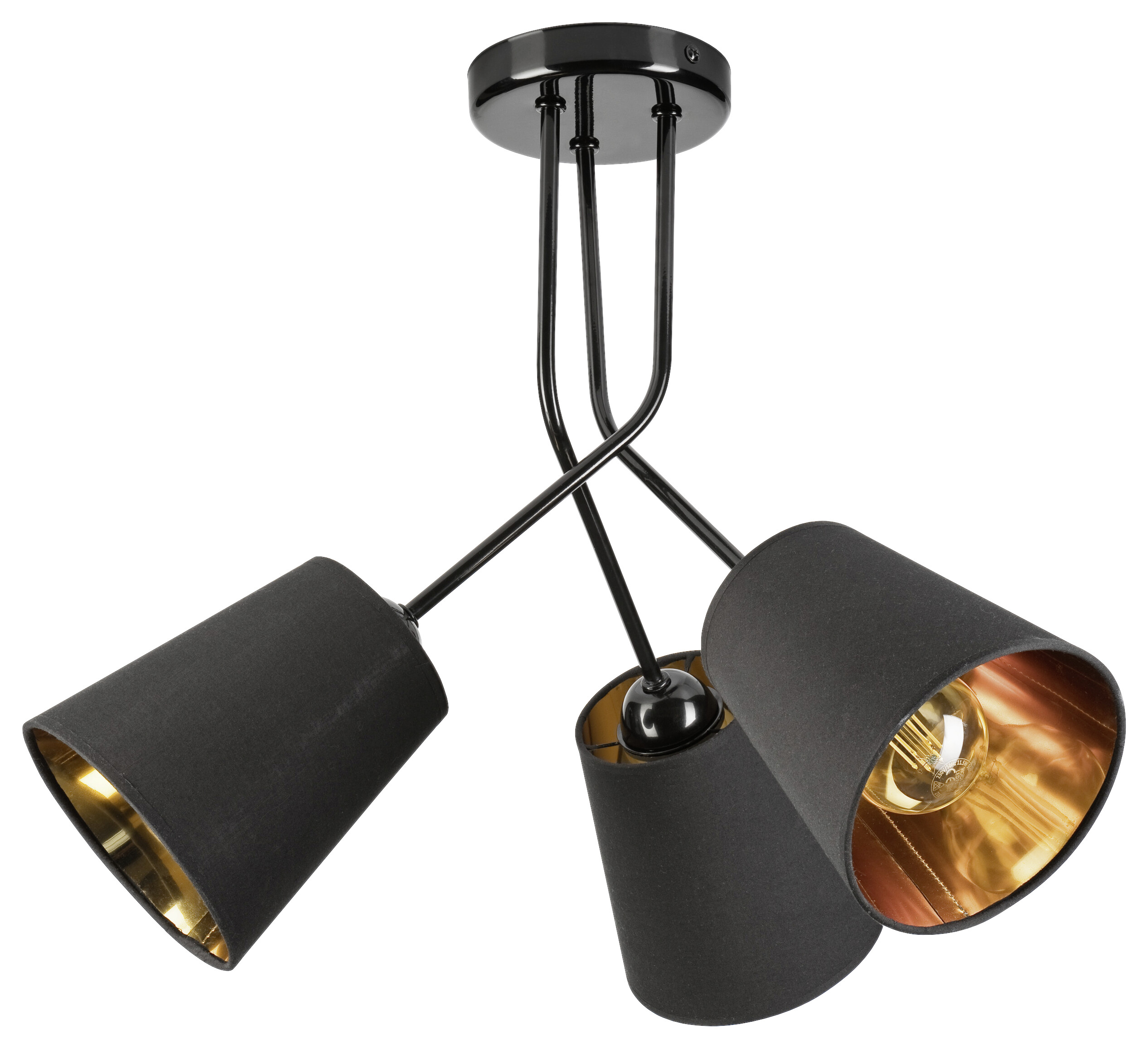 Lamkur Deckenleuchte schwarz Stahl B/H/L: ca. 55x45x55 cm E27 3 Brennstellen