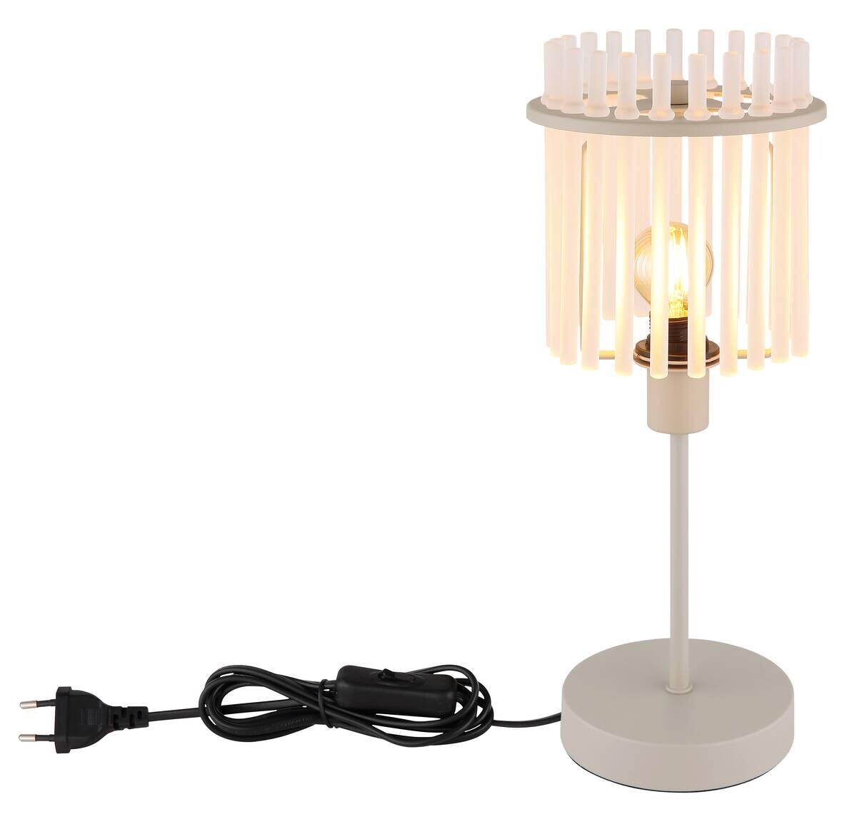 GLOBO Tischleuchte sand Metall Glas H/D: ca. 37,5x15 cm E14 1 Brennstellen
