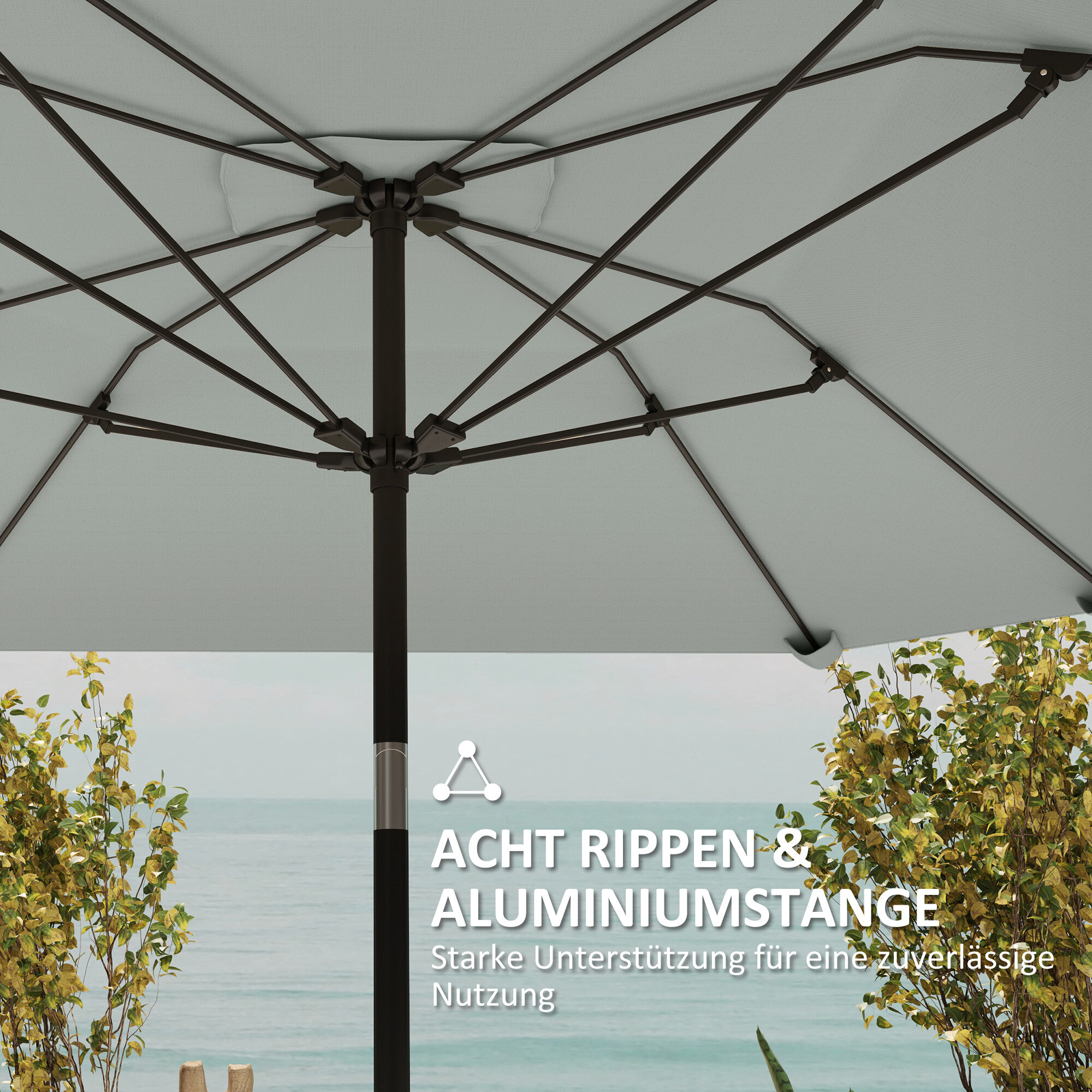Outsunny Sonnenschirm dunkelgrau Aluminium B/H/L: ca. 233x240x233 cm