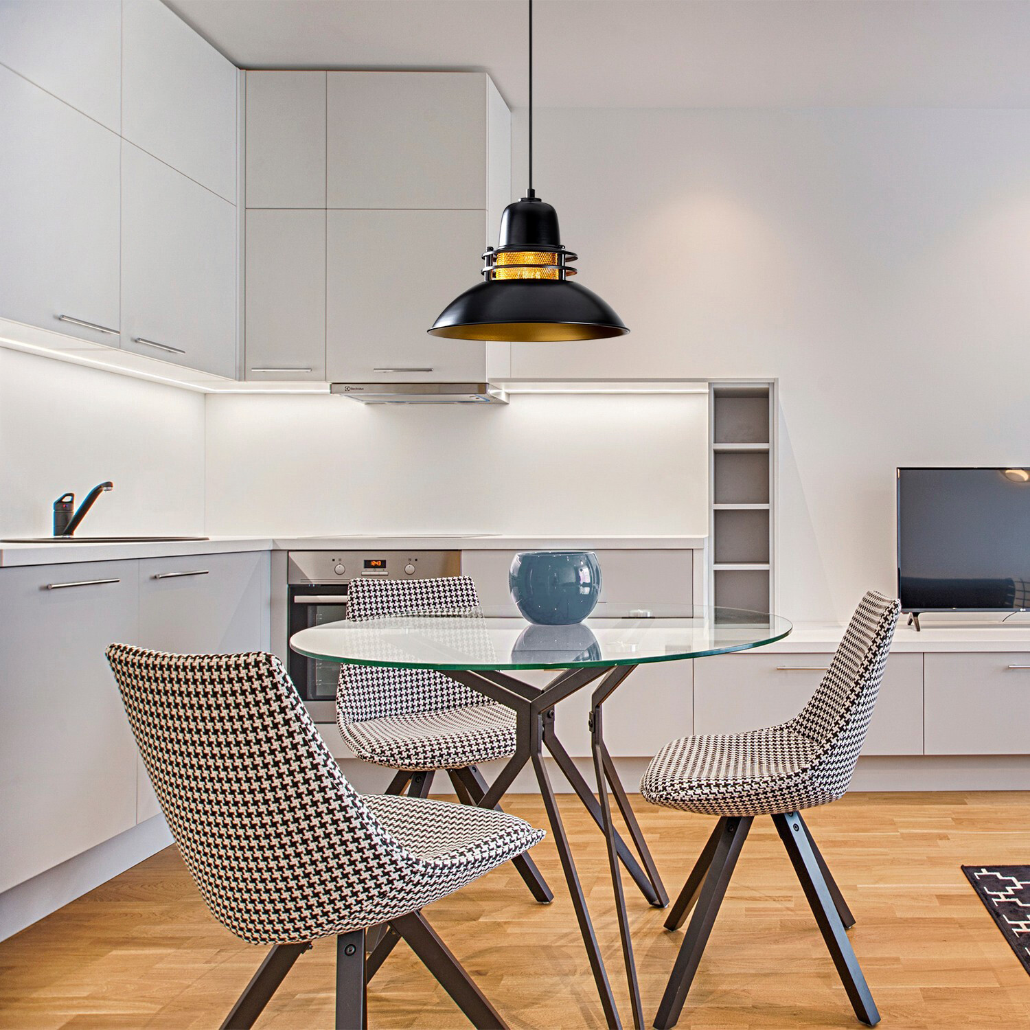 Opviq Pendelleuchte Berceste schwarz B/H/T/L/D: ca. 34x123x34x34x34 cm E27 1 Brennstellen