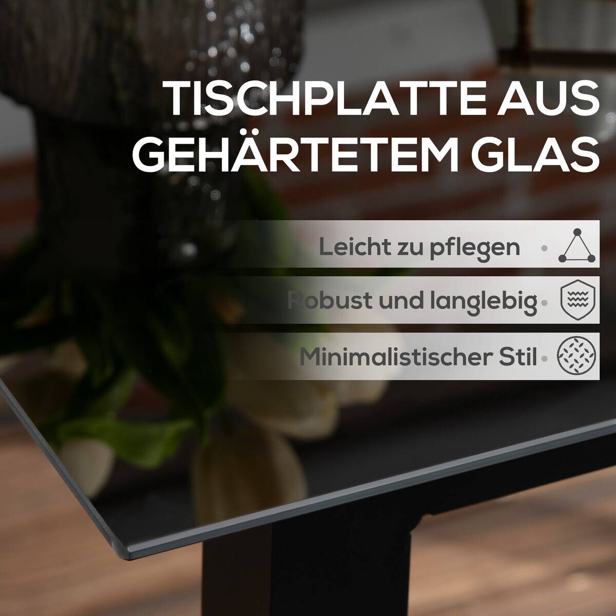 Outsunny Gartentisch schwarz Aluminium B/H/L: ca. 80x80x74 cm