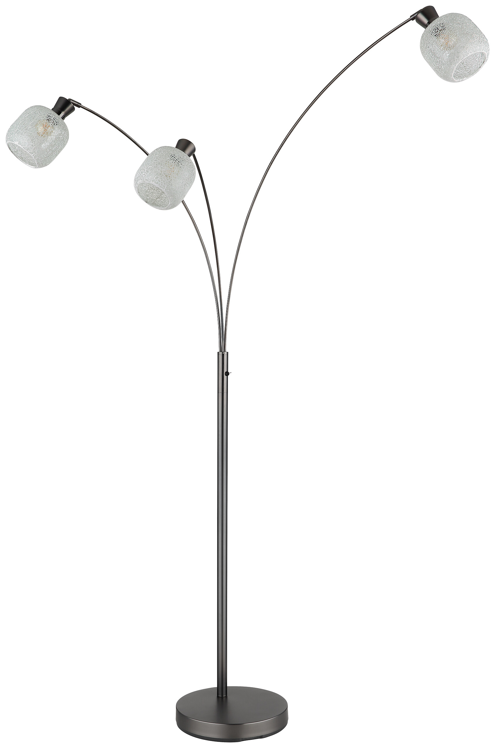 GLOBO Stehleuchte Chrom schwarz Metall Glas B/H/L: ca. 14x133x35 cm 3 Brennstellen