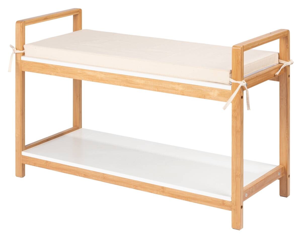 Schuhbank Finja weiß Bambus B/H/T: ca. 90x55x34 cm Schuhbank Finja weiß Bambus B/H/T: ca. 90x55x34 cm