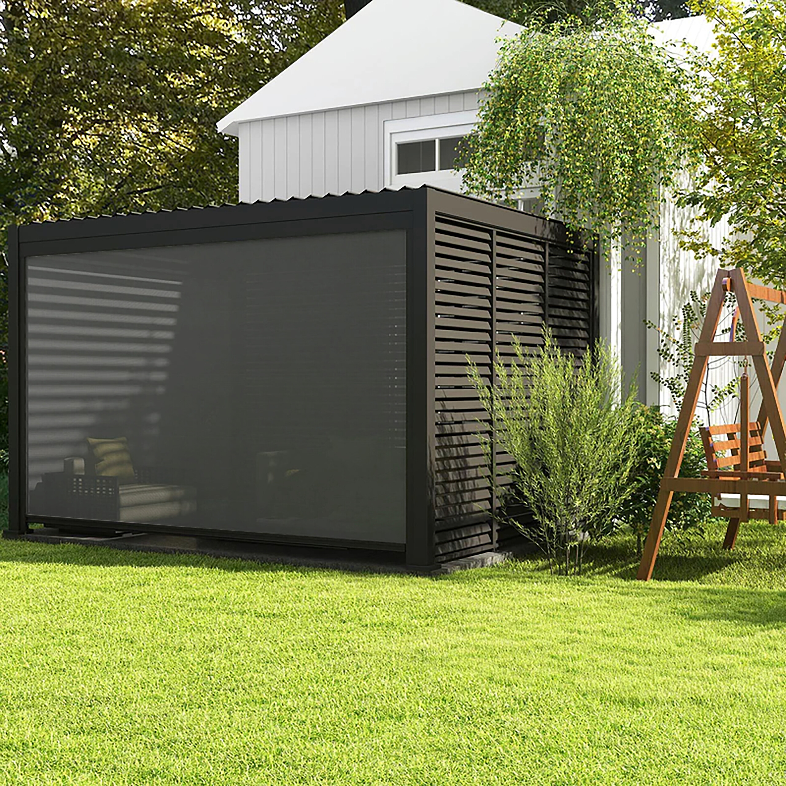 Mirador Sonnenrollo für Pergola Classic und Deluxe anthrazit Aluminium B/H/L: ca. 279,1x236,5x7 cm