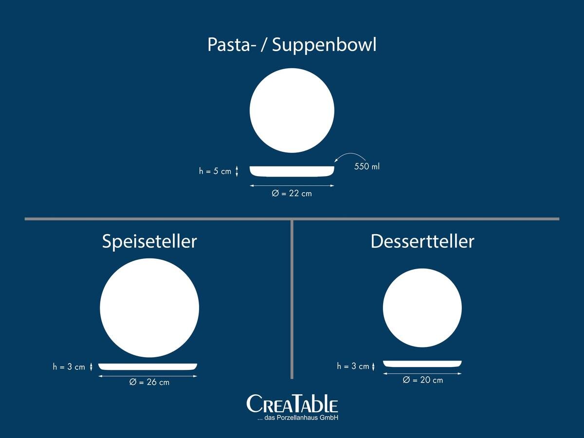 CreaTable Tafelservice Nordic Gourmet schwarz Steinzeug 18 tlg.