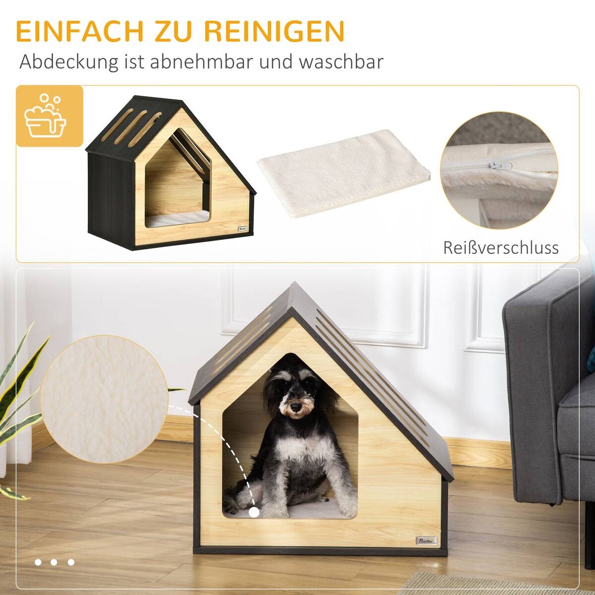 PawHut Hundehütte braun MDF B/H/L: ca. 40x59,2x60 cm