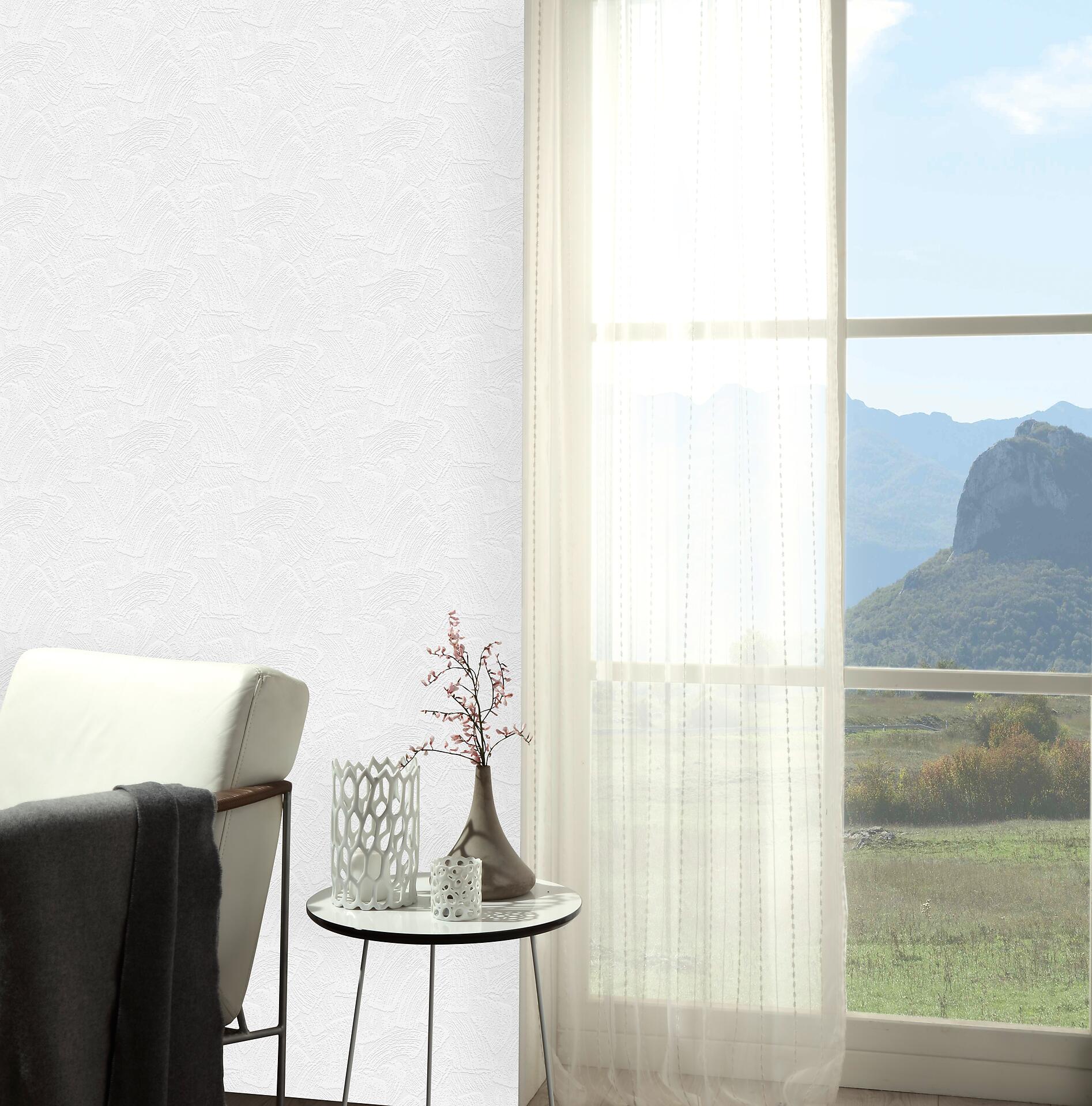 Vinyltapete Putzoptik weiß B/L: ca. 53x1005 cm