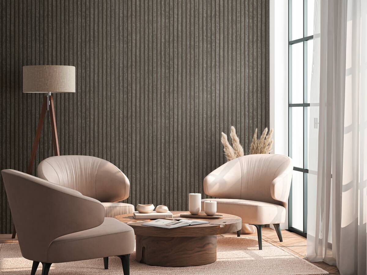 Vliestapete Akustikpaneel dunkelgrau B/L: ca. 53x1005 cm