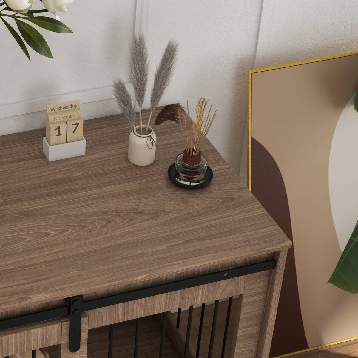 PawHut Hundekäfig nussbaum Spanplatte B/H/L: ca. 58x61x98 cm