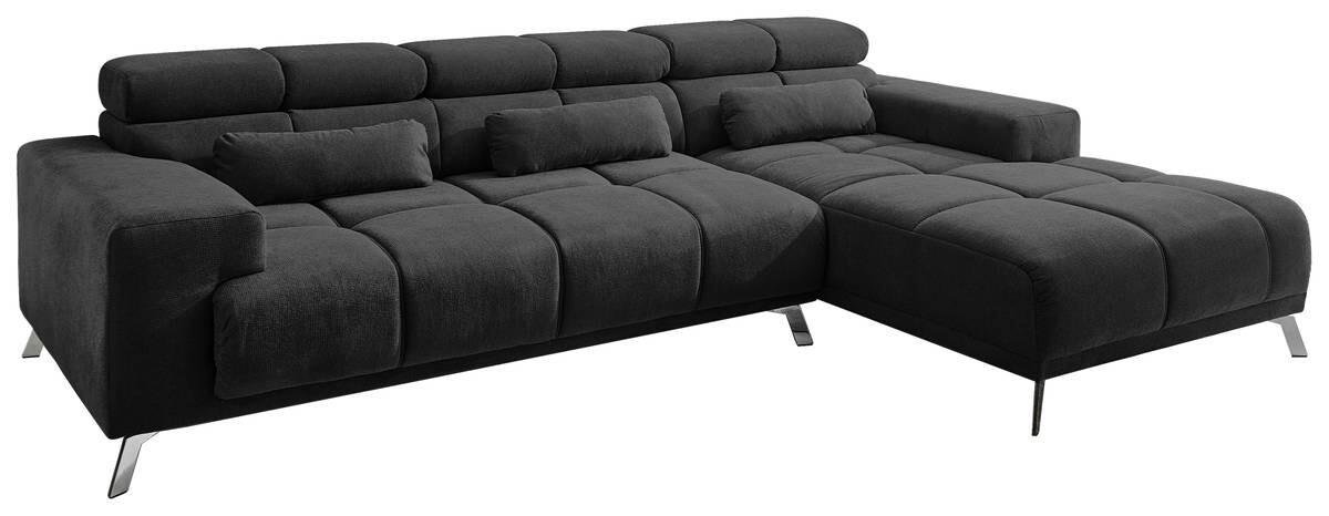 Ecksofa mit elektrischer Sitztiefenverstellung schwarz Flachgewebe B/H/T: ca. 285x99x201 cm