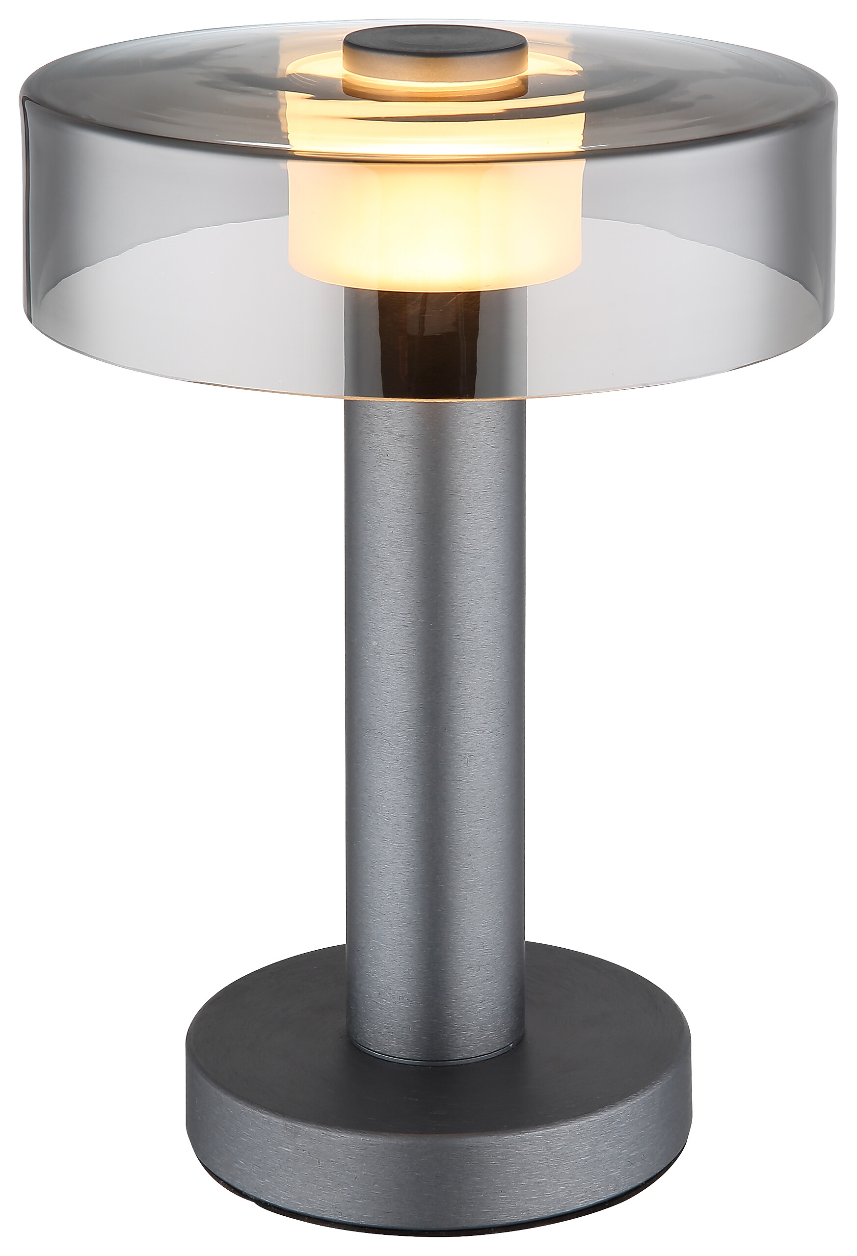 GLOBO Tischleuchte grau Aluminium Metall Glas H/D: ca. 31x22 cm 1 Brennstellen