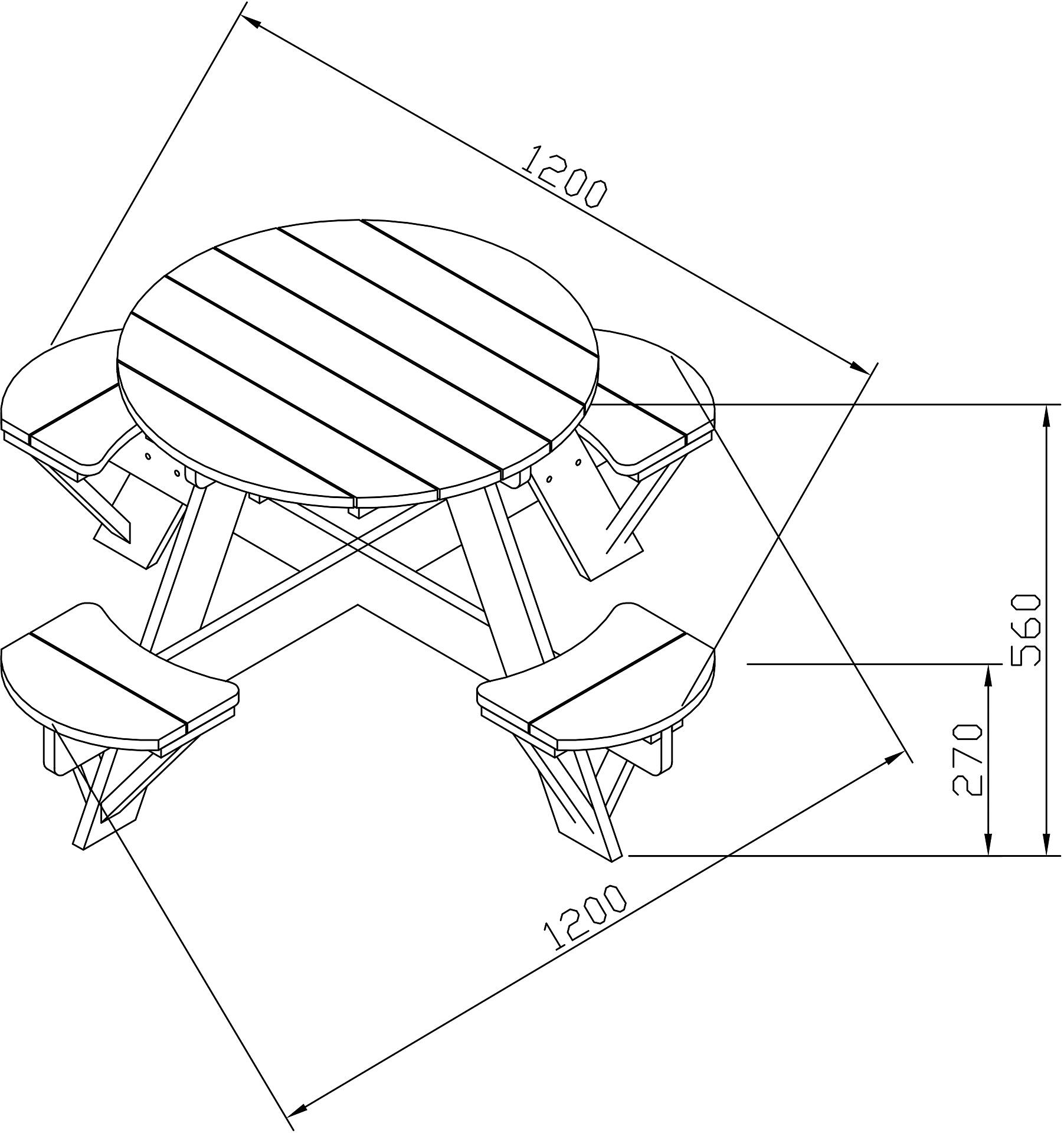 AXI Picknicktisch UFO braun B/H/L: ca. 120x56x120 cm
