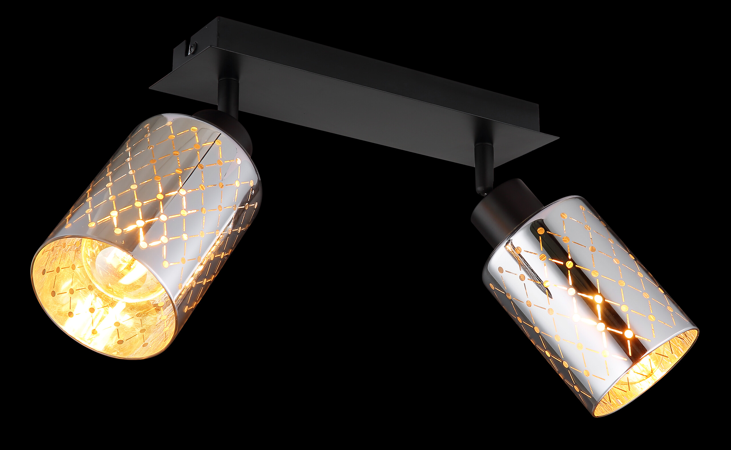 GLOBO Strahler mattschwarz klar Chrom Glas Metall B/H/L: ca. 9x22x46 cm E27 2 Brennstellen