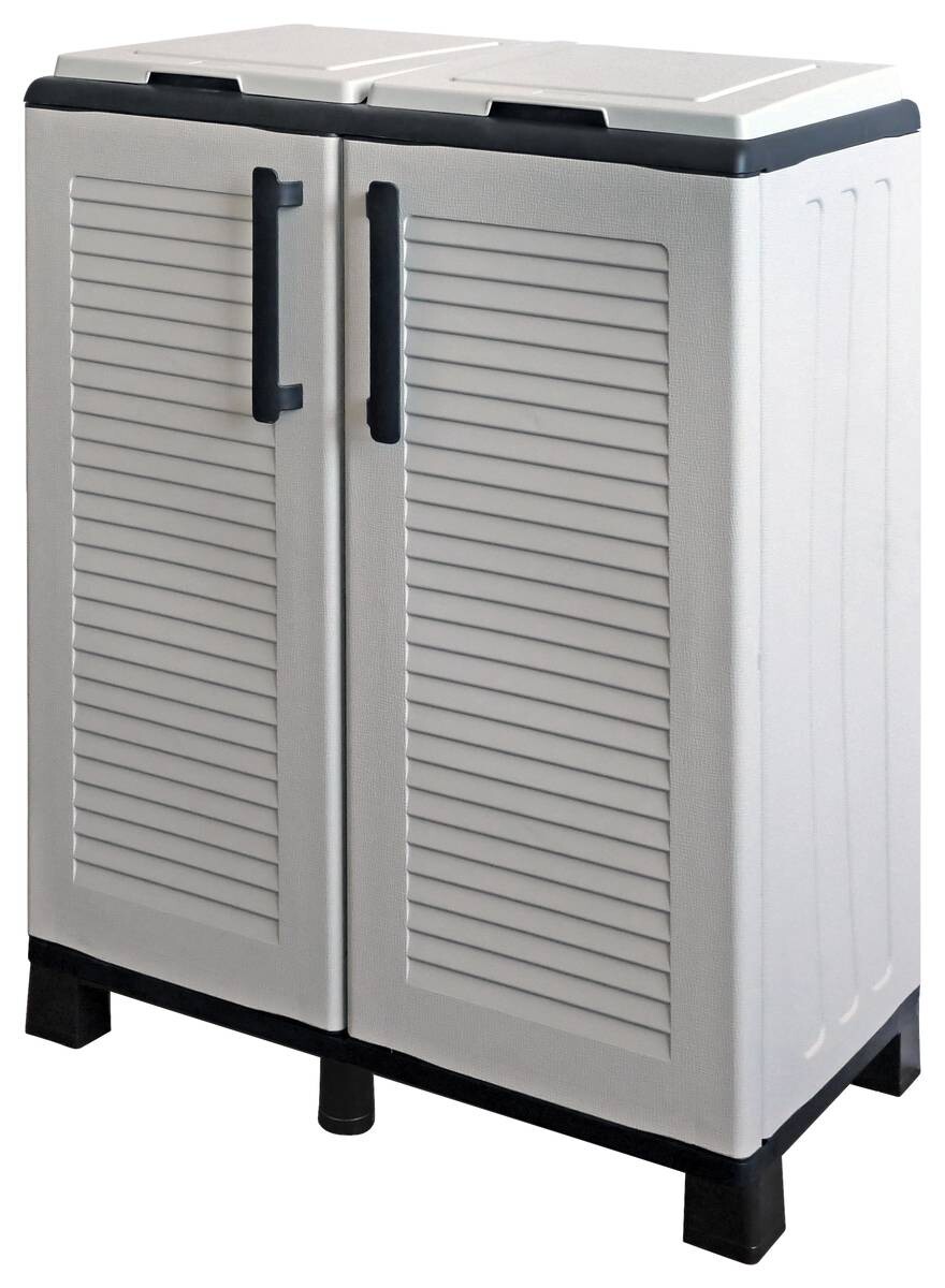 ArtPlast Mülltrennungsschrank Family hellgrau Kunststoff B/H/T: ca. 68x90x37 cm