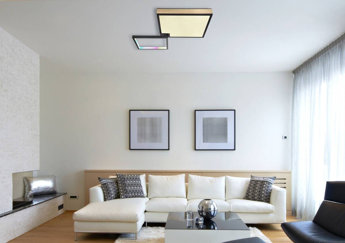 GLOBO LED-Deckenleuchte schwarz Opal Acryl Metall B/H/T: ca. 55x10x85,5 cm