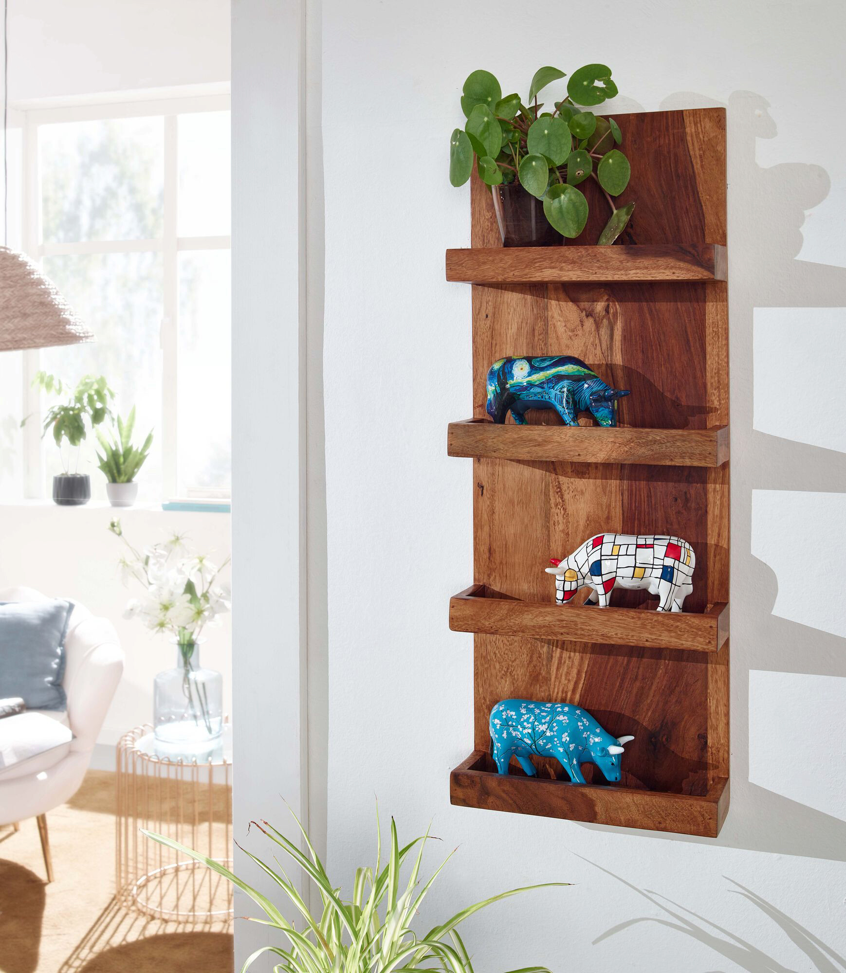 Wandregal rosenholz Holz B/H/T: ca. 30x80x10 cm