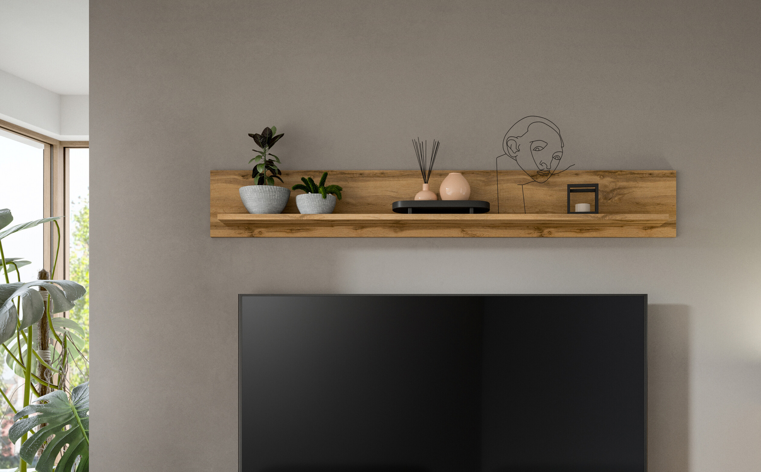 Wandboard Jam Eiche Wotan Nachbildung weiß B/H/T: ca. 140x20x15 cm Wandboard Jam Eiche Wotan Nachbildung weiß B/H/T: ca. 140x20x15 cm