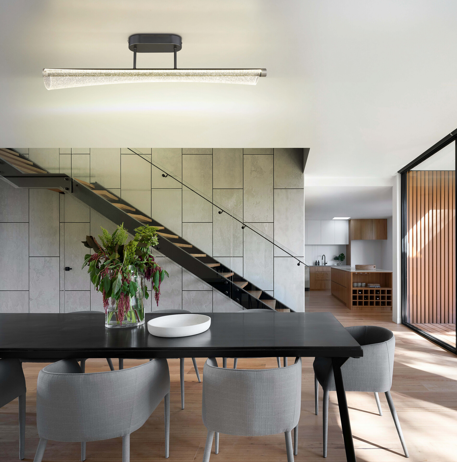 GLOBO Deckenleuchte klar anthrazit nickel matt Metall Acryl B/H/L: ca. 12x19x81 cm 1 Brennstellen