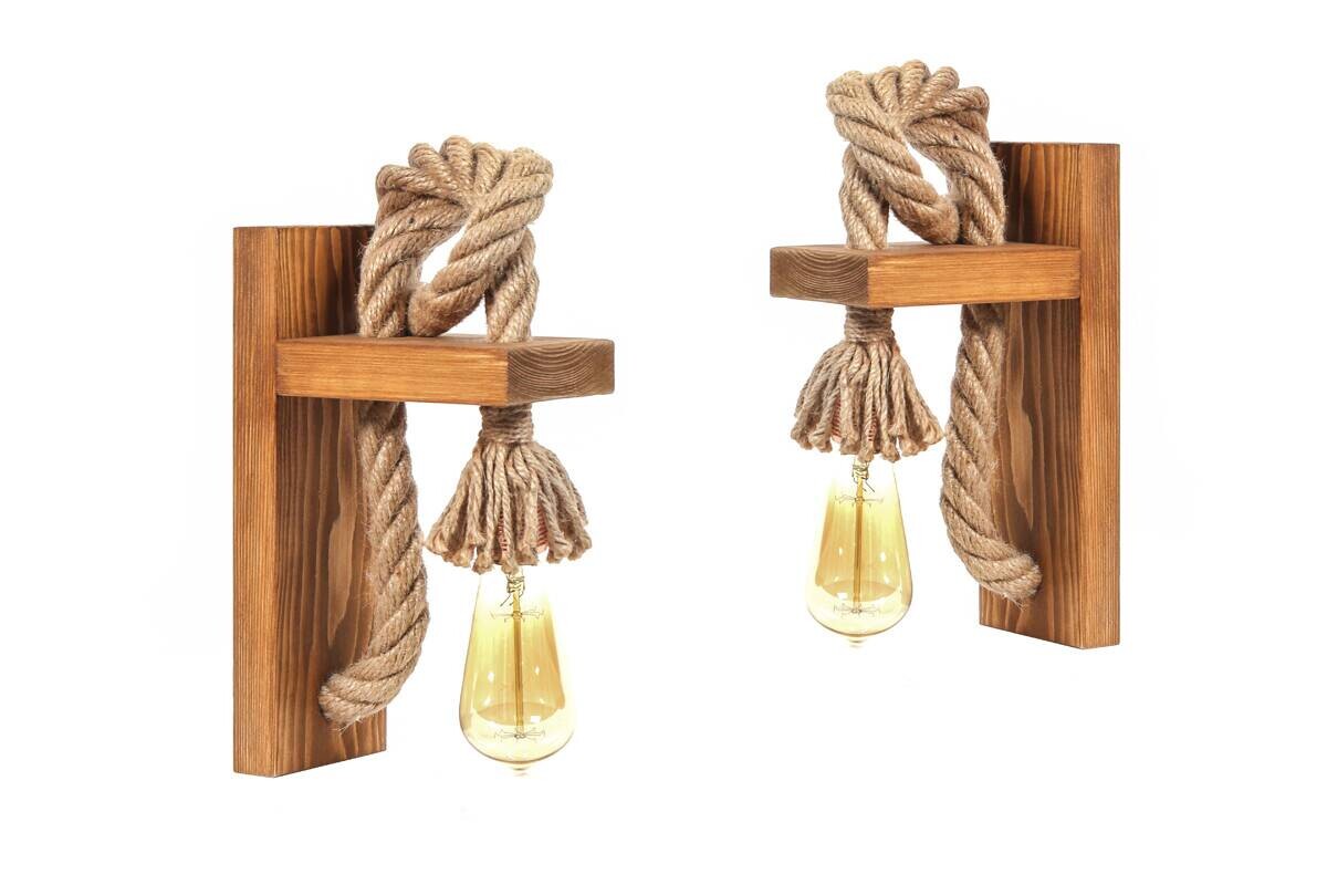 Opviq Wandleuchte braun gold Fichte B/H/L: ca. 30x10x18 cm E27 2 Brennstellen