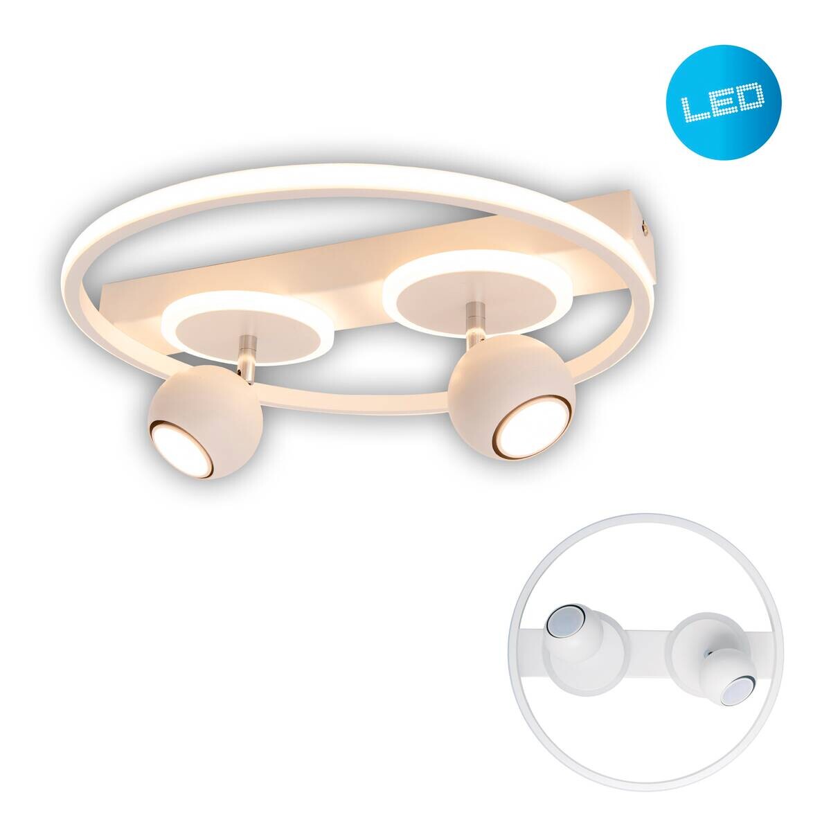 Näve Leuchten Deckenleuchte 1382823 weiß Metall Kunststoff B/H/T: ca. 40x15,5x40 cm GU10 2 Brennstellen