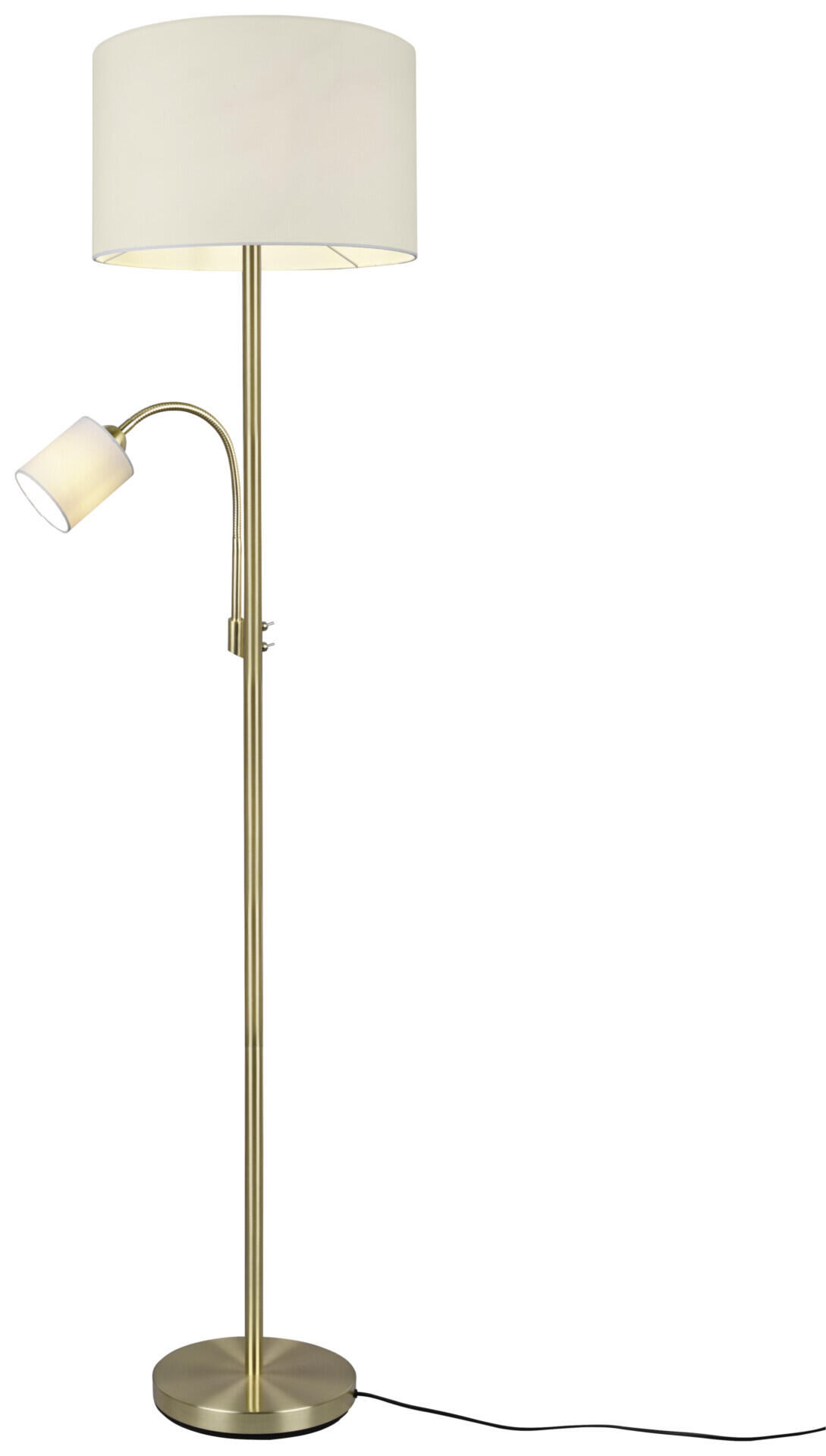 TRIO Stehleuchte Hotel messing weiß Metall Stoff H/D: ca. 170x40 cm E27 2 Brennstellen