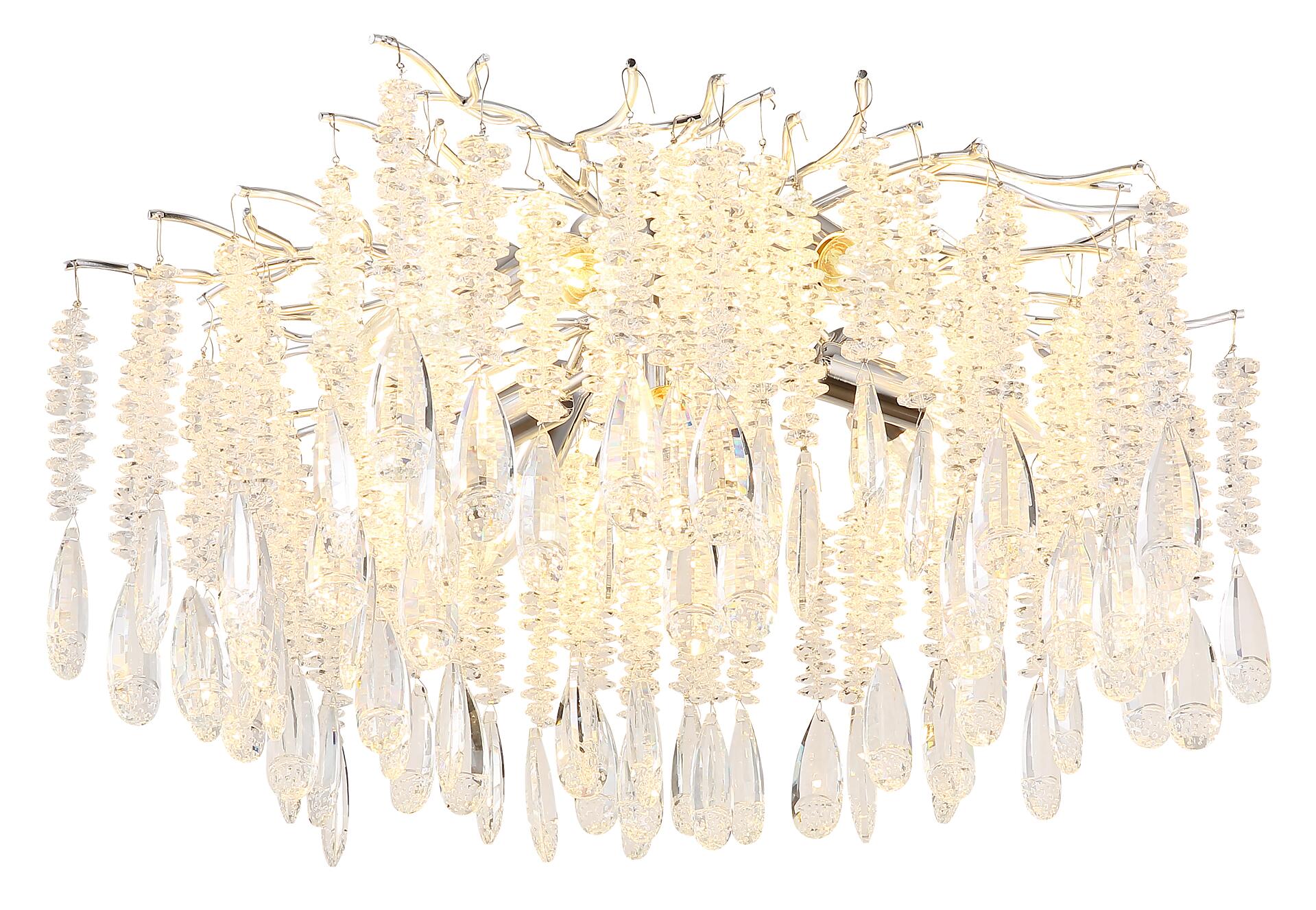 GLOBO Deckenleuchte silber klar Glas Metall H/D: ca. 45x60 cm E14 8 Brennstellen