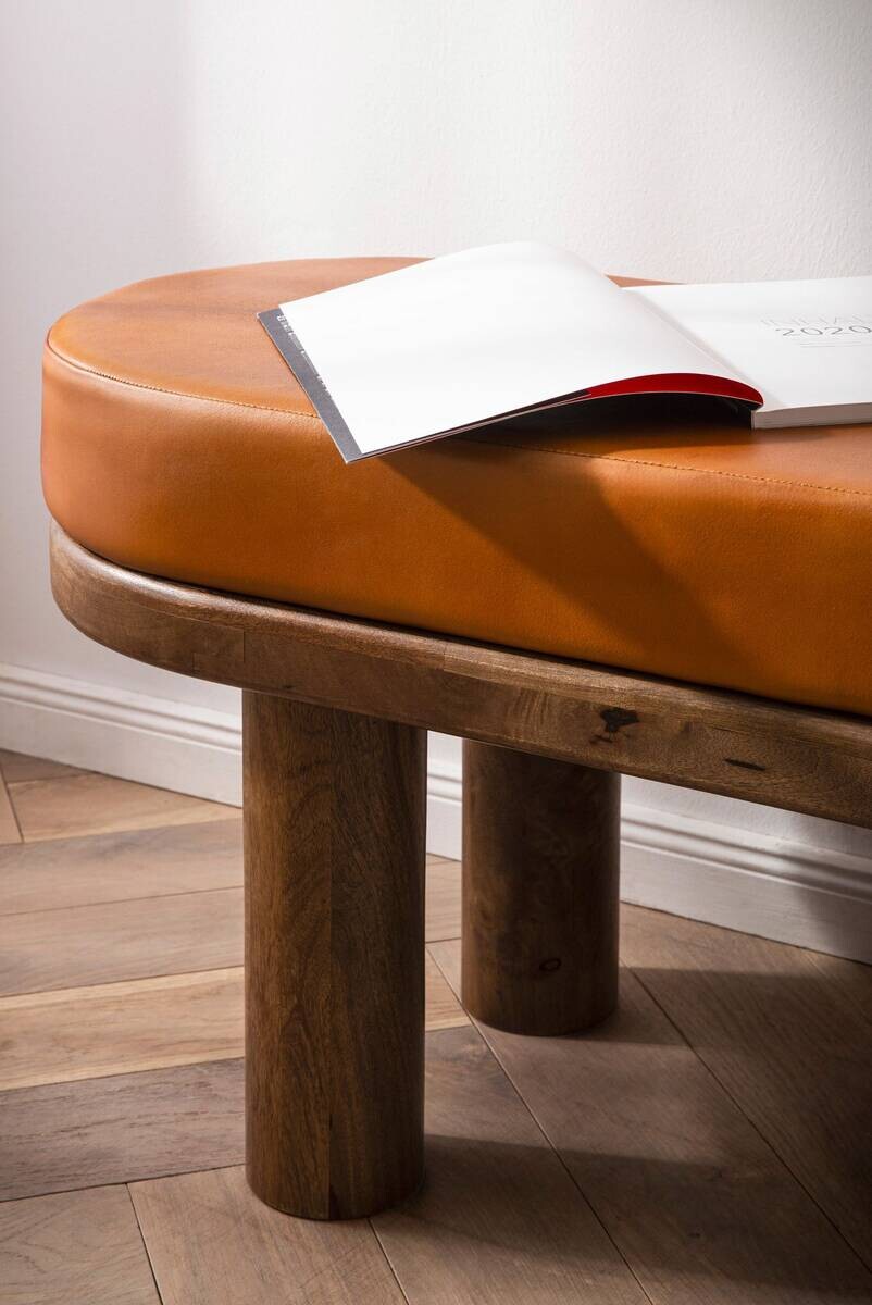 Sitzbank braun Mango Leder B/H/T: ca. 140x47x40 cm