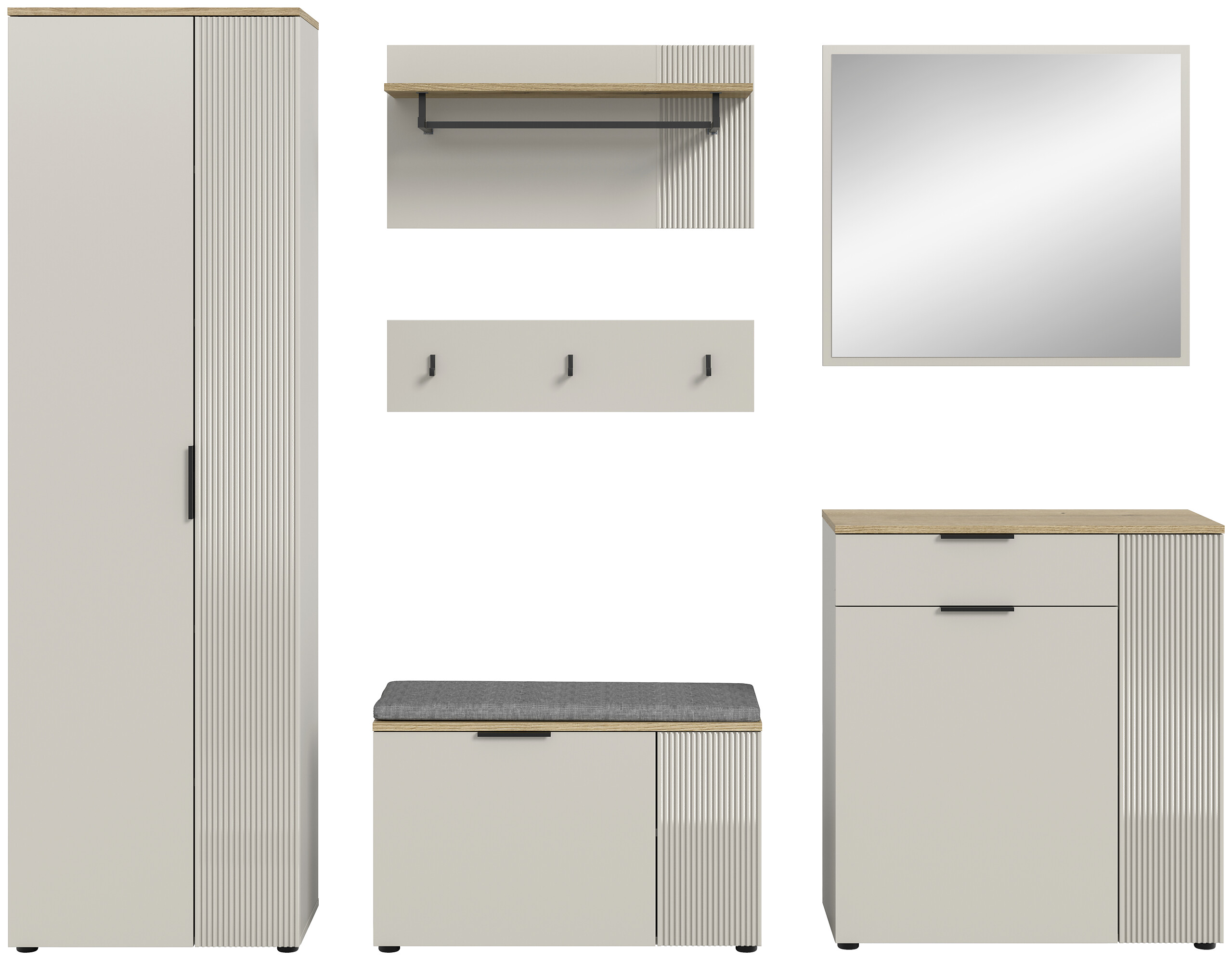 Garderobe Slide Kaschmirgrau Nachbildung Evoke Oak Nachbildung B/H/T: ca. 250x190x36 cm