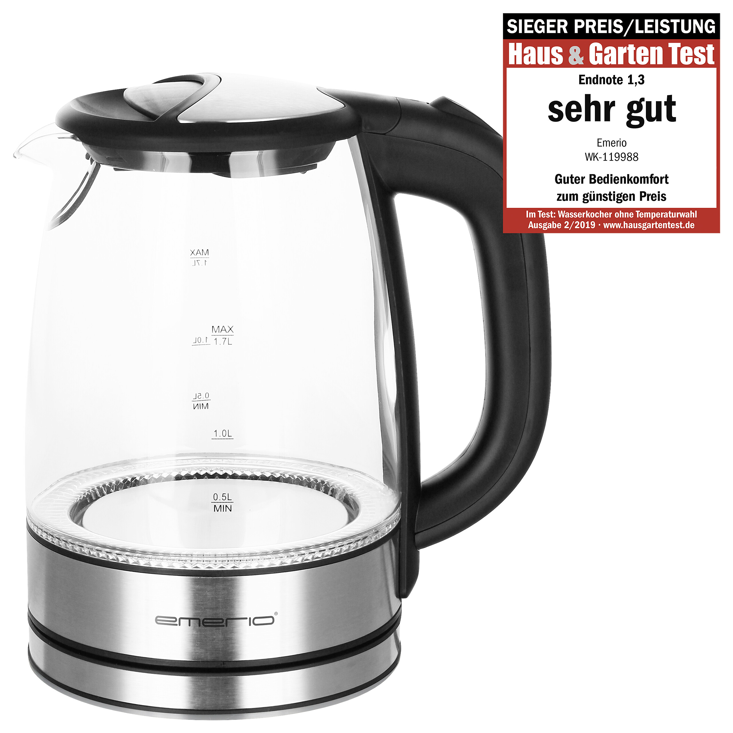 Emerio Glas-Wasserkocher