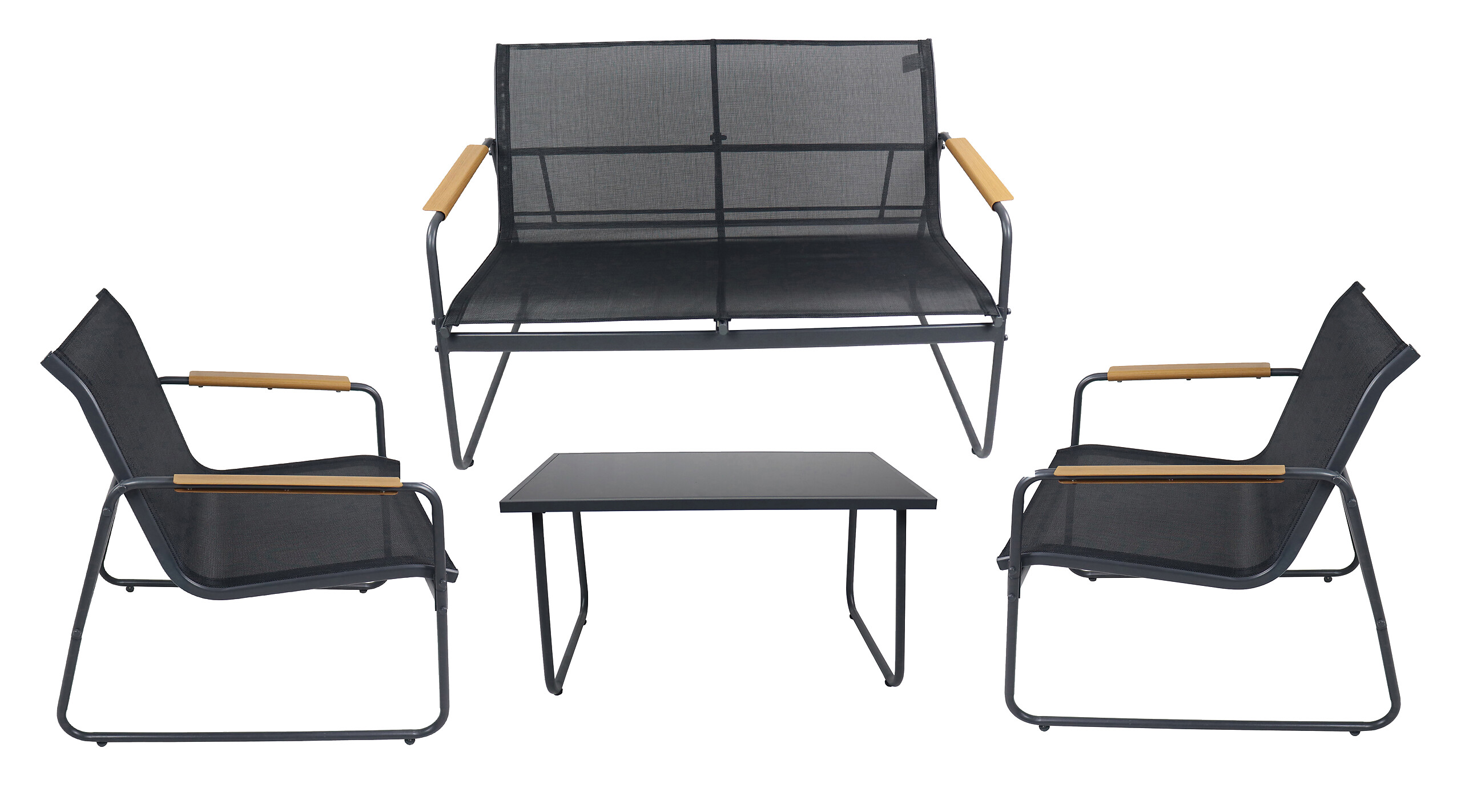 VCM Gartensitzgruppe Lexila schwarz Textilene B/H/L: ca. 110x76x74 cm