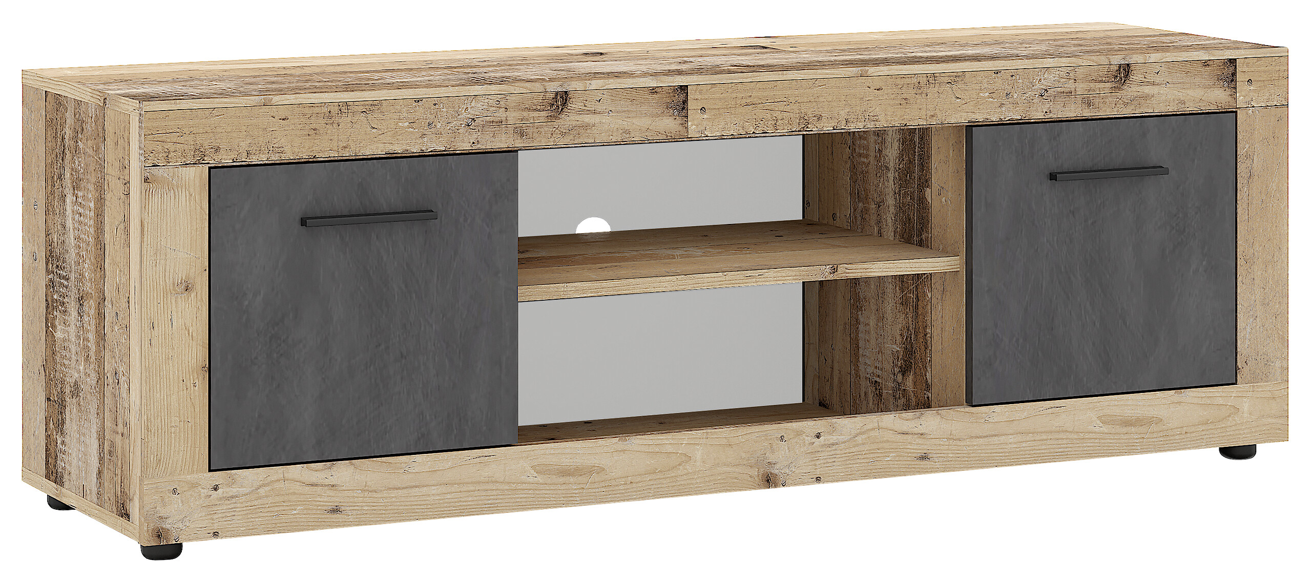 TV-Lowboard LUNA 2D Eiche Old Wood hell Nachbildung Eiche Matera Nachbildung Beton Optik B/H/T: ca. 140x40x40 cm
