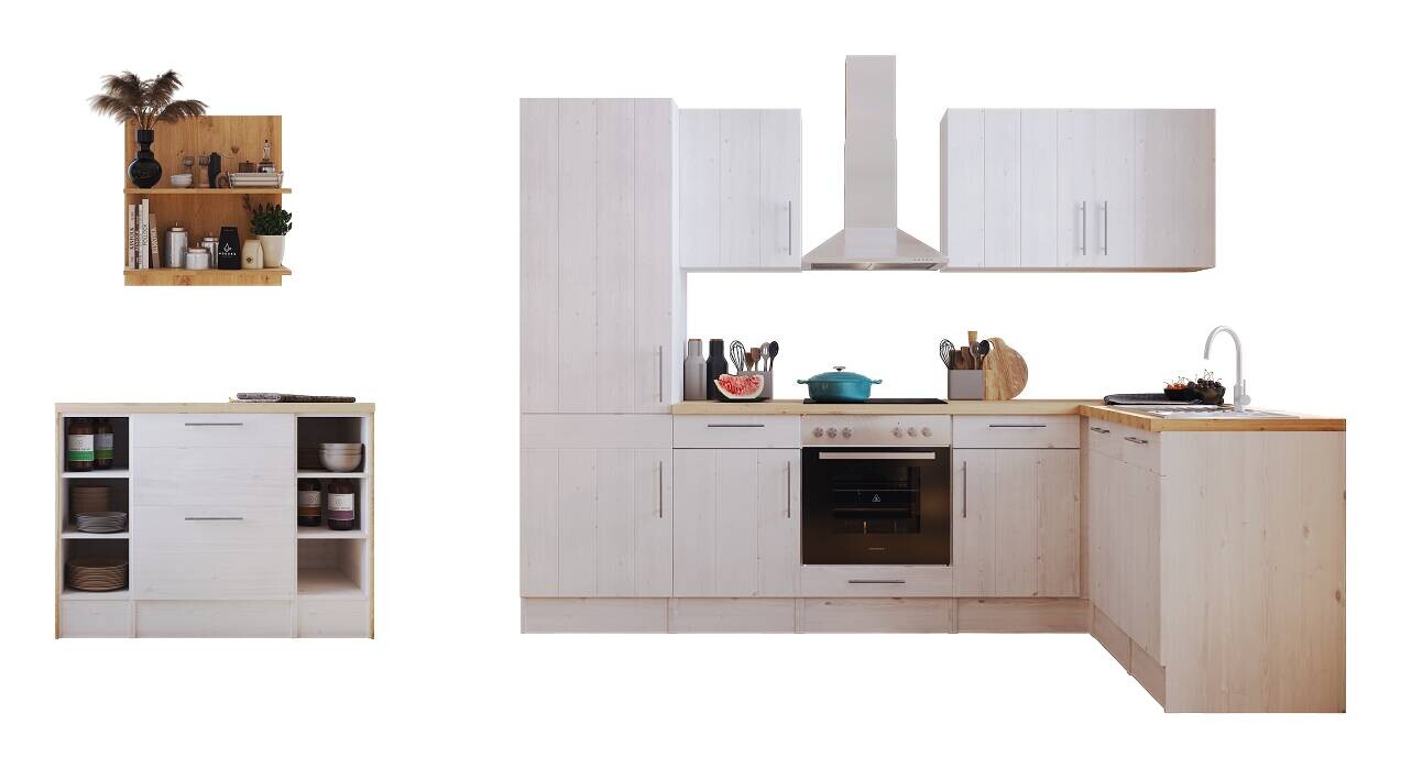 Respekta Winkelküche Anton weiß Lärche Nachbildung B/H/T: ca. 280x211x172 cm