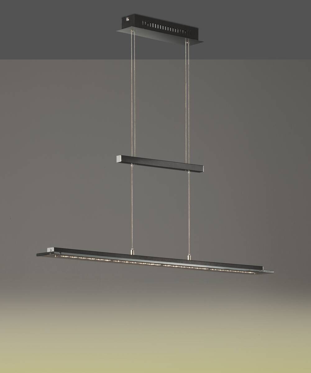 Fischer & Honsel LED-Pendelleuchte 60442 Rauch Chrom schwarz Glas Metall B/H/T: ca. 88x150x9 cm 1.0 Brennstellen