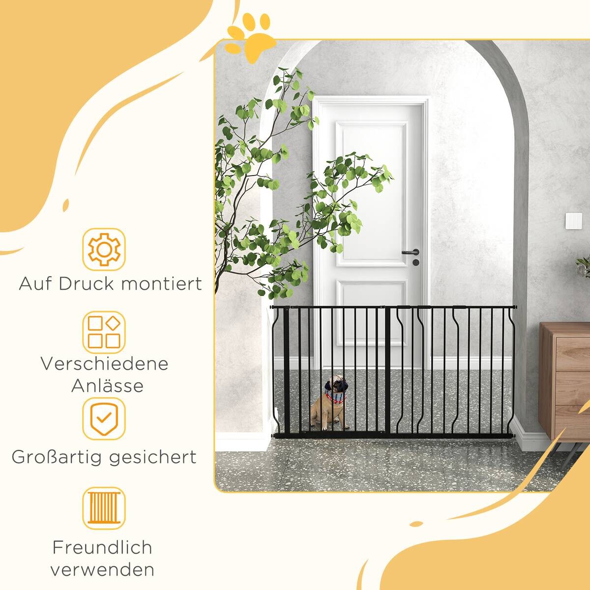 PawHut Schutzgitter schwarz Kunststoff B/H/L: ca. 3x76x145 cm